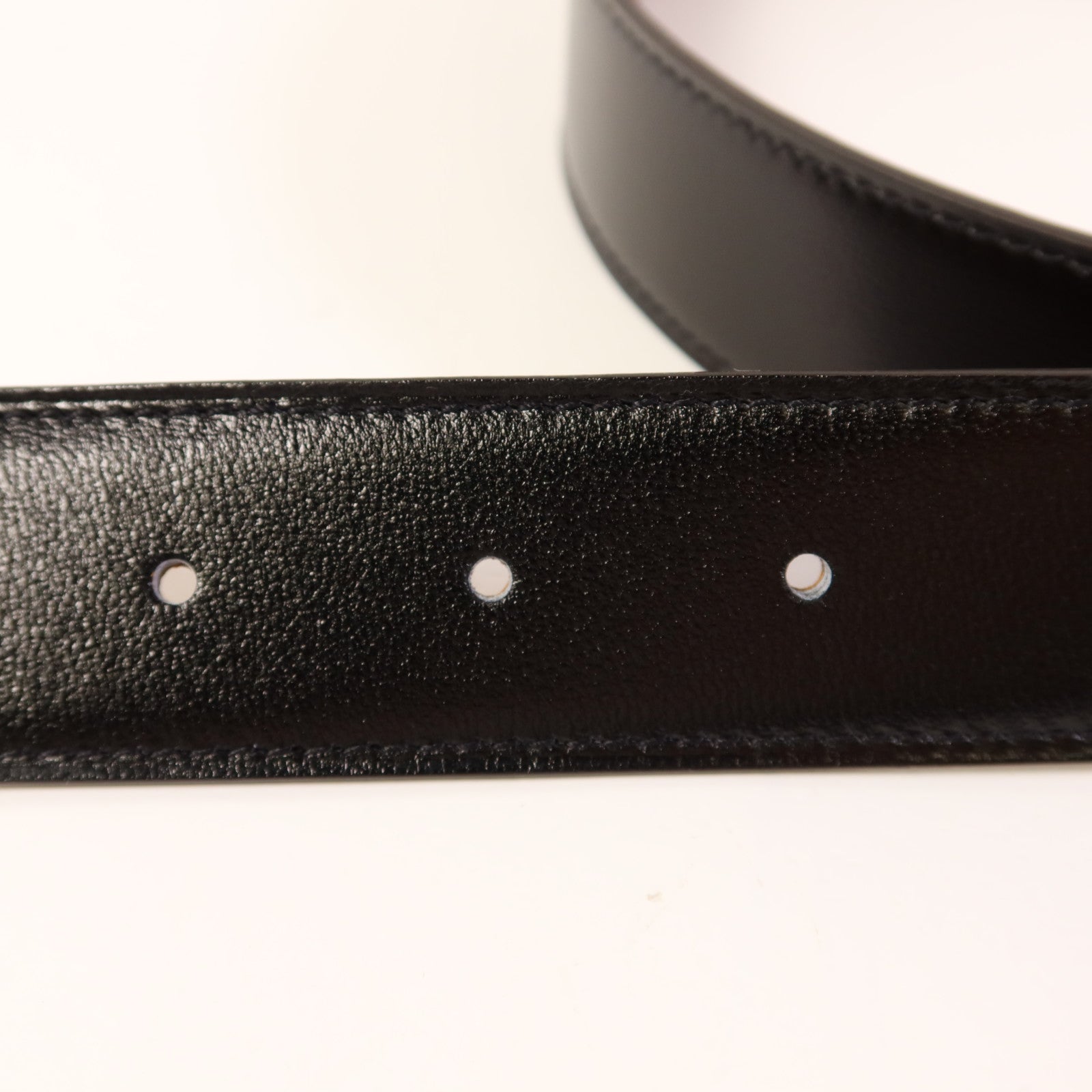 HERMES 皮革Belt金扣皮帶Noir