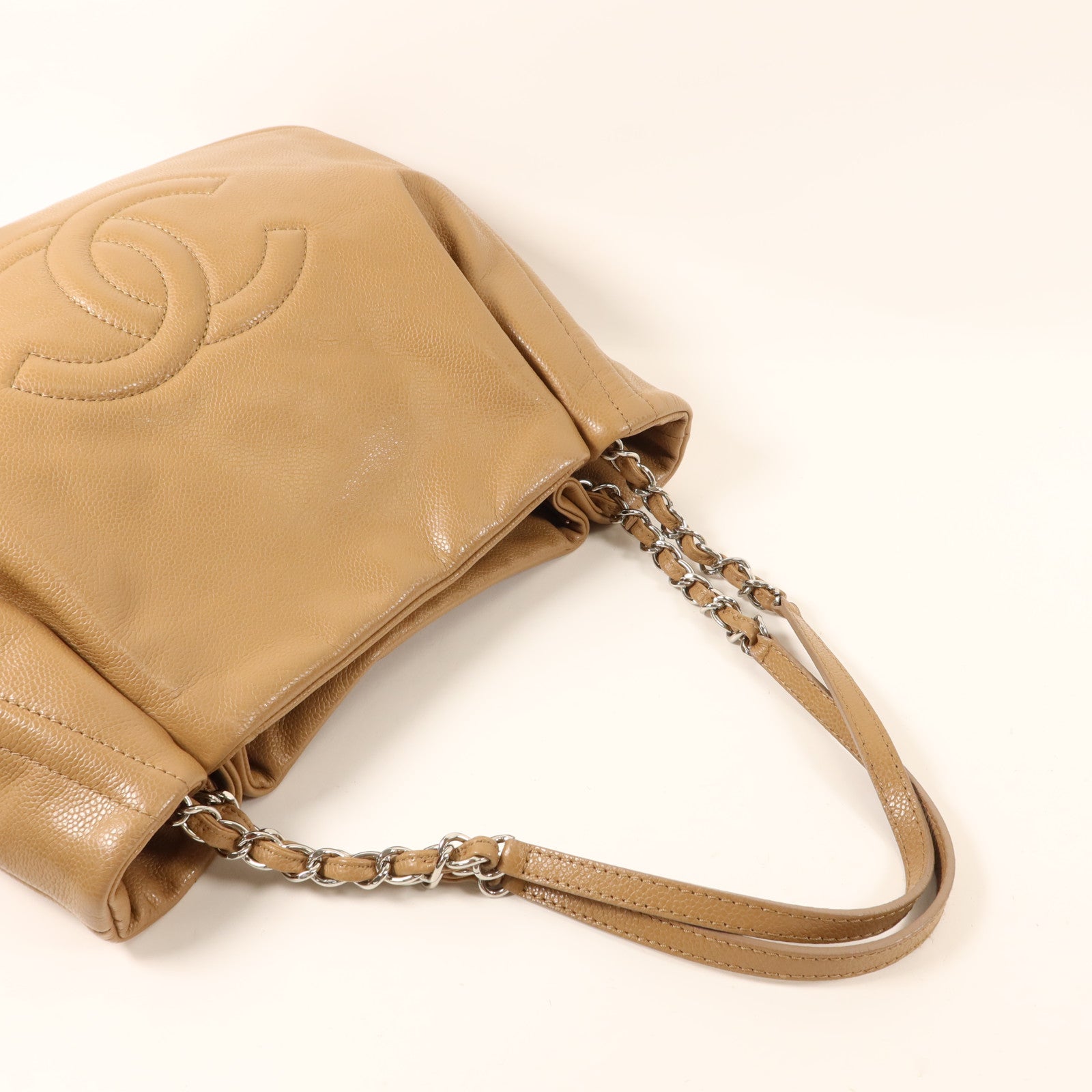 CHANEL 牛皮皮革Shoulder Bag銀扣鏈帶肩背袋