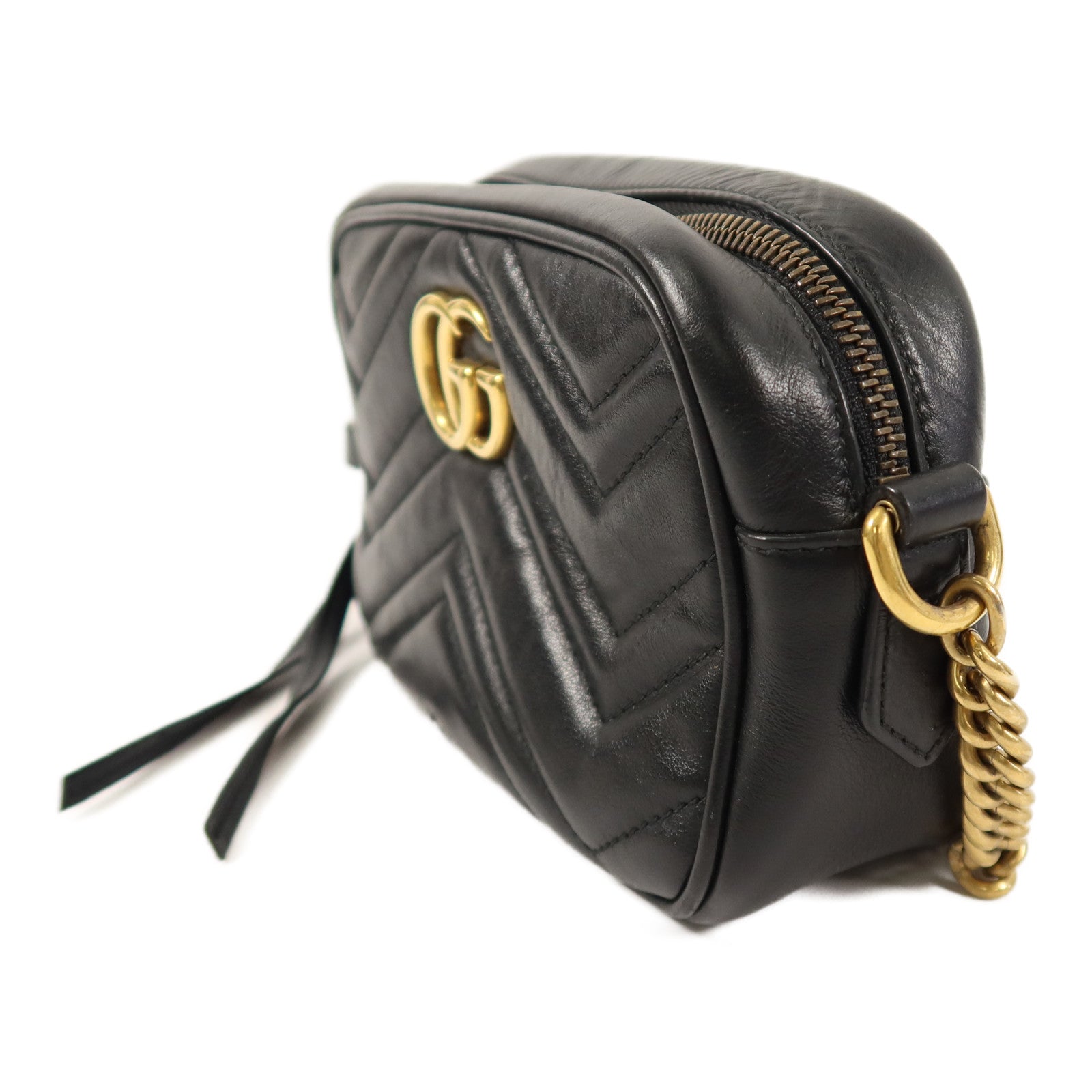 GUCCI 牛皮皮革GG Marmont Mini鏈帶肩背袋