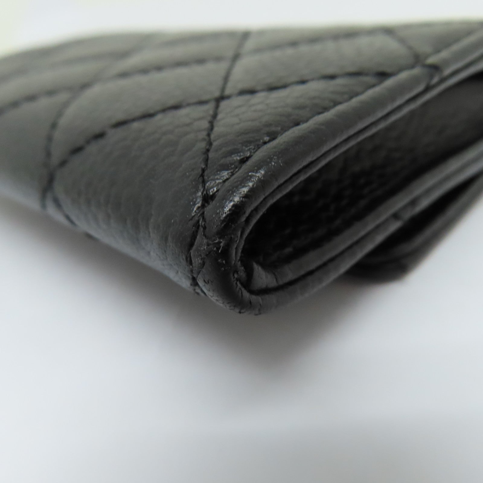 CHANEL 菱格Caviar皮革Card Case金扣卡片套黑色