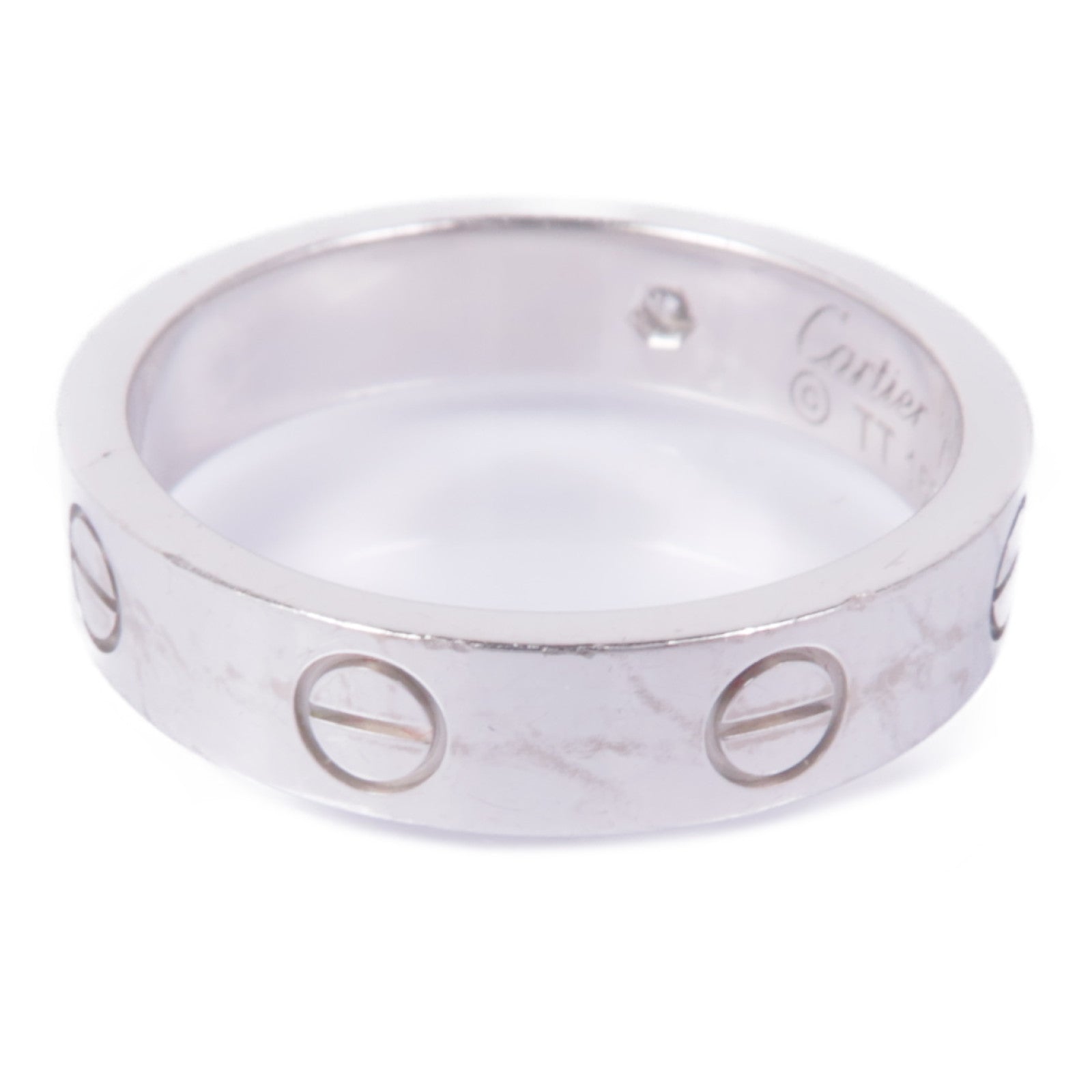 CARTIER 18K白金Mini Love Ring 1P Diamond鑽石戒指Cartier#50/US#5.25