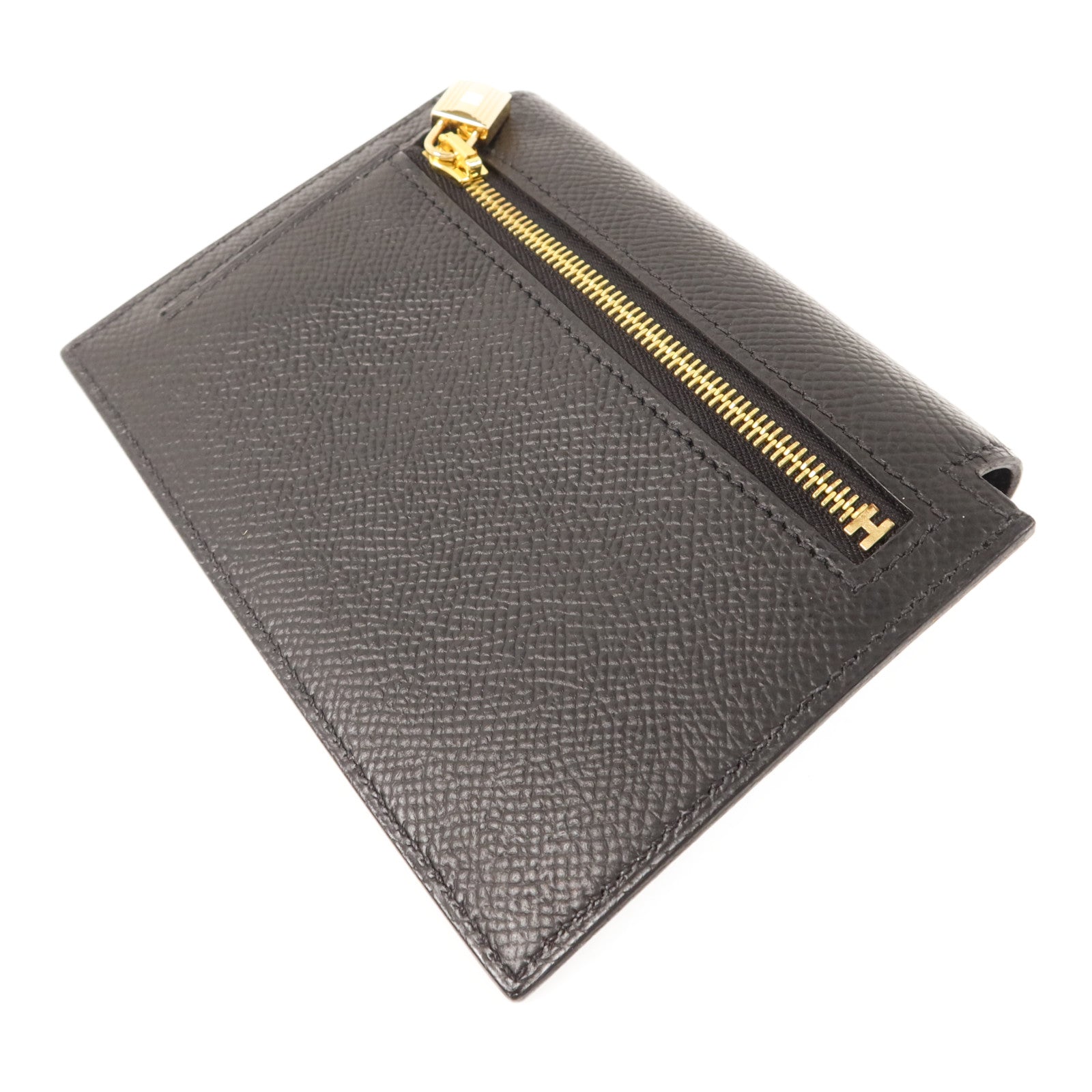 HERMES Epsom皮革Kelly Pocket Wallet金扣錢包Noir