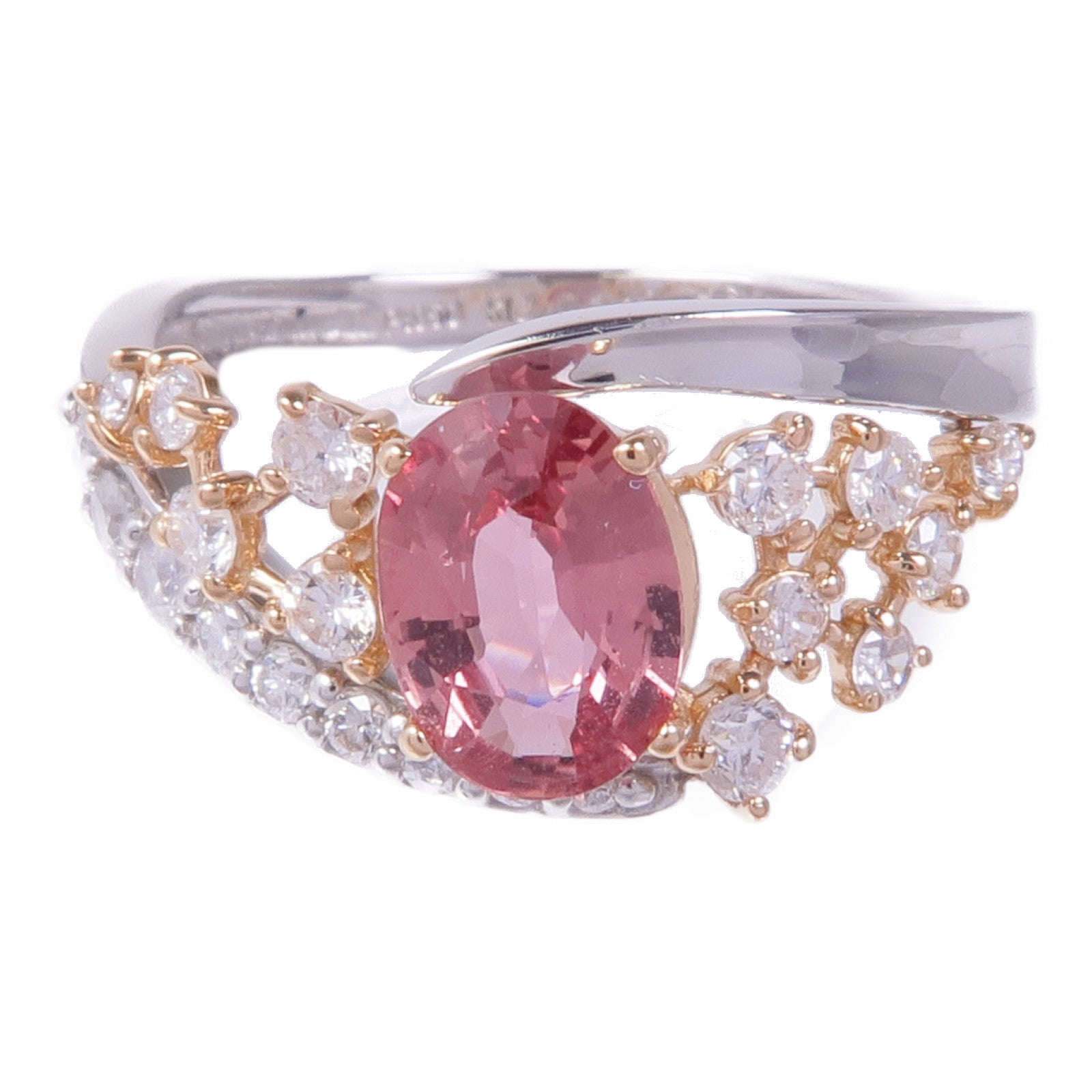JEWELRY K18白金/PT950鉑金Padparadscha Diamond Ring帕帕拉恰/鑽石戒指US#5