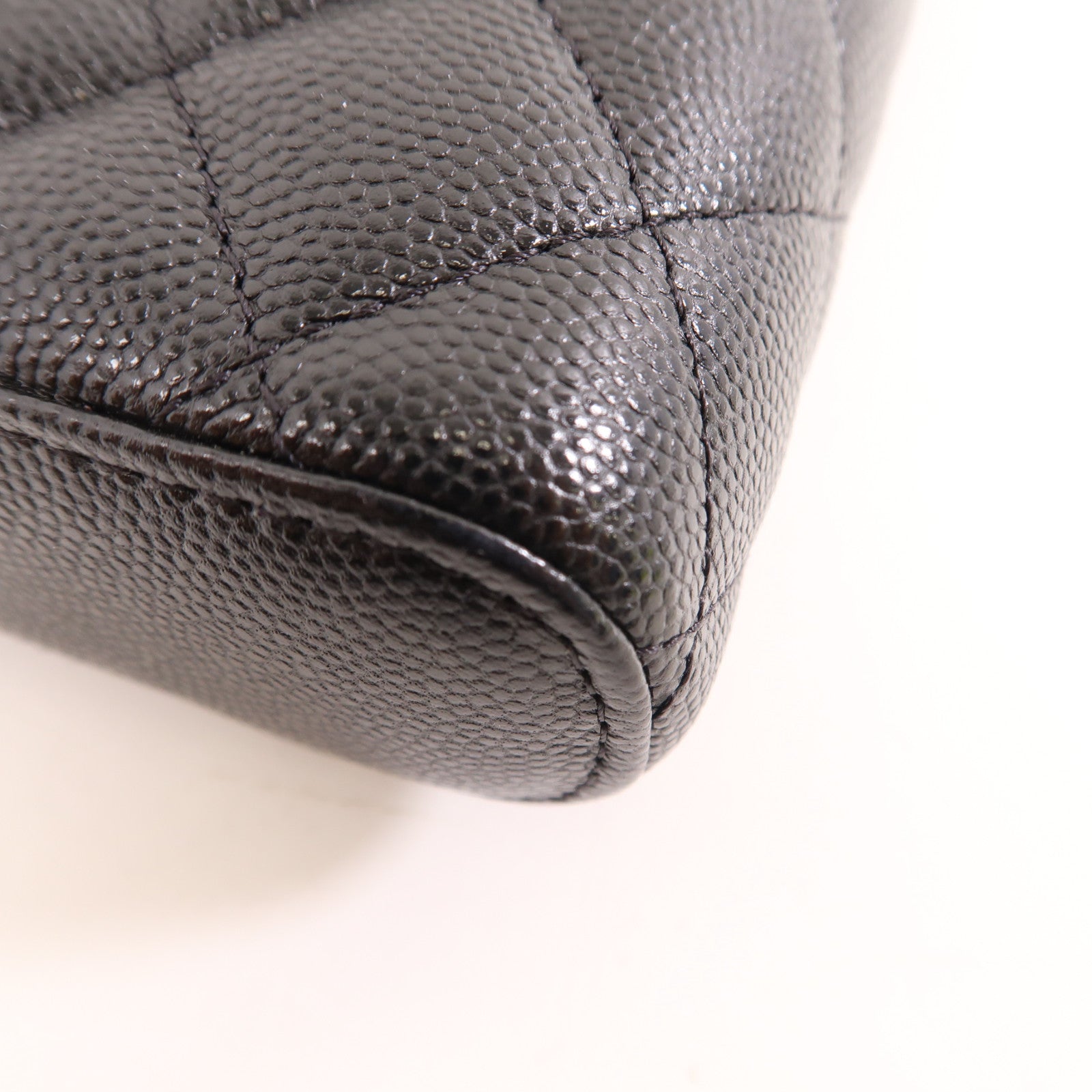 CHANEL 菱格牛皮皮革Chain Shoulder Bag金扣鏈帶肩背袋黑色