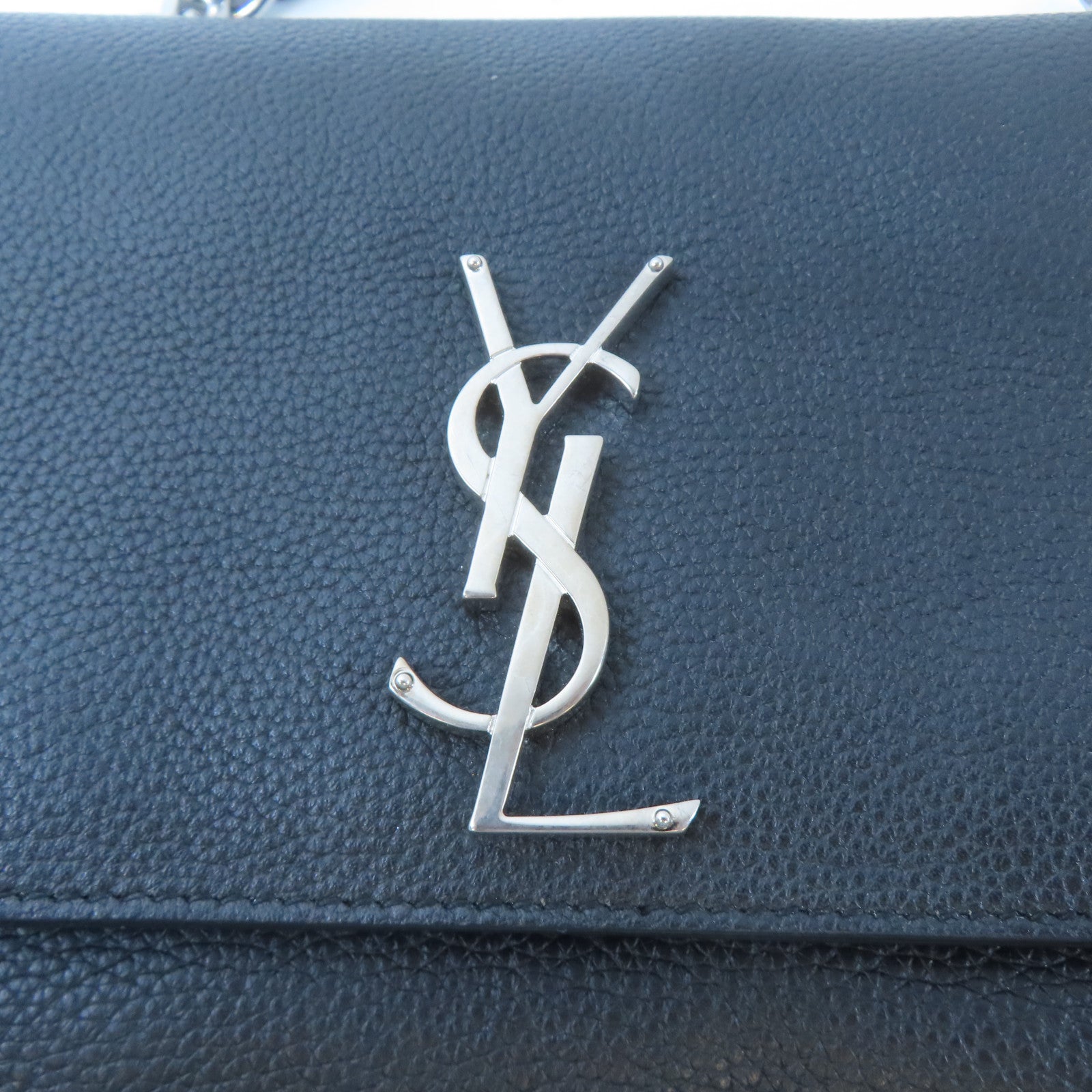 SAINT LAURENT 牛皮皮革Sunset銀扣肩背袋黑色