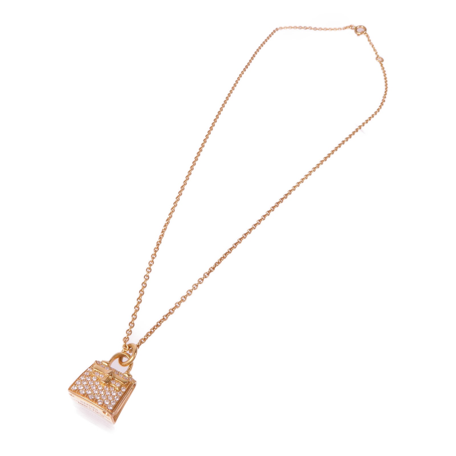 HERMES Amulettes Kelly pendant Diamond Necklace 18K Pink Gold