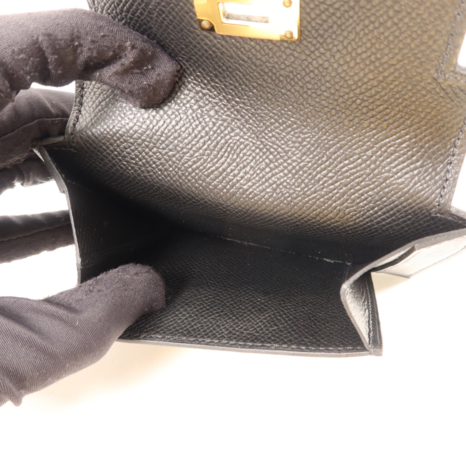 HERMES Epsom皮革Kelly Pocket Wallet金扣錢包Noir