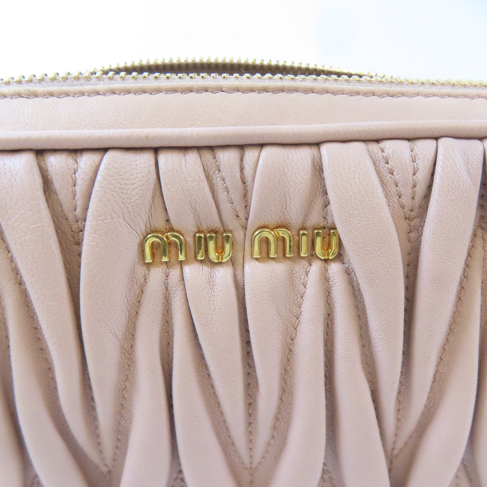 Miu Miu 羊皮皮革Shoulder Bag金扣肩背袋淺褐色