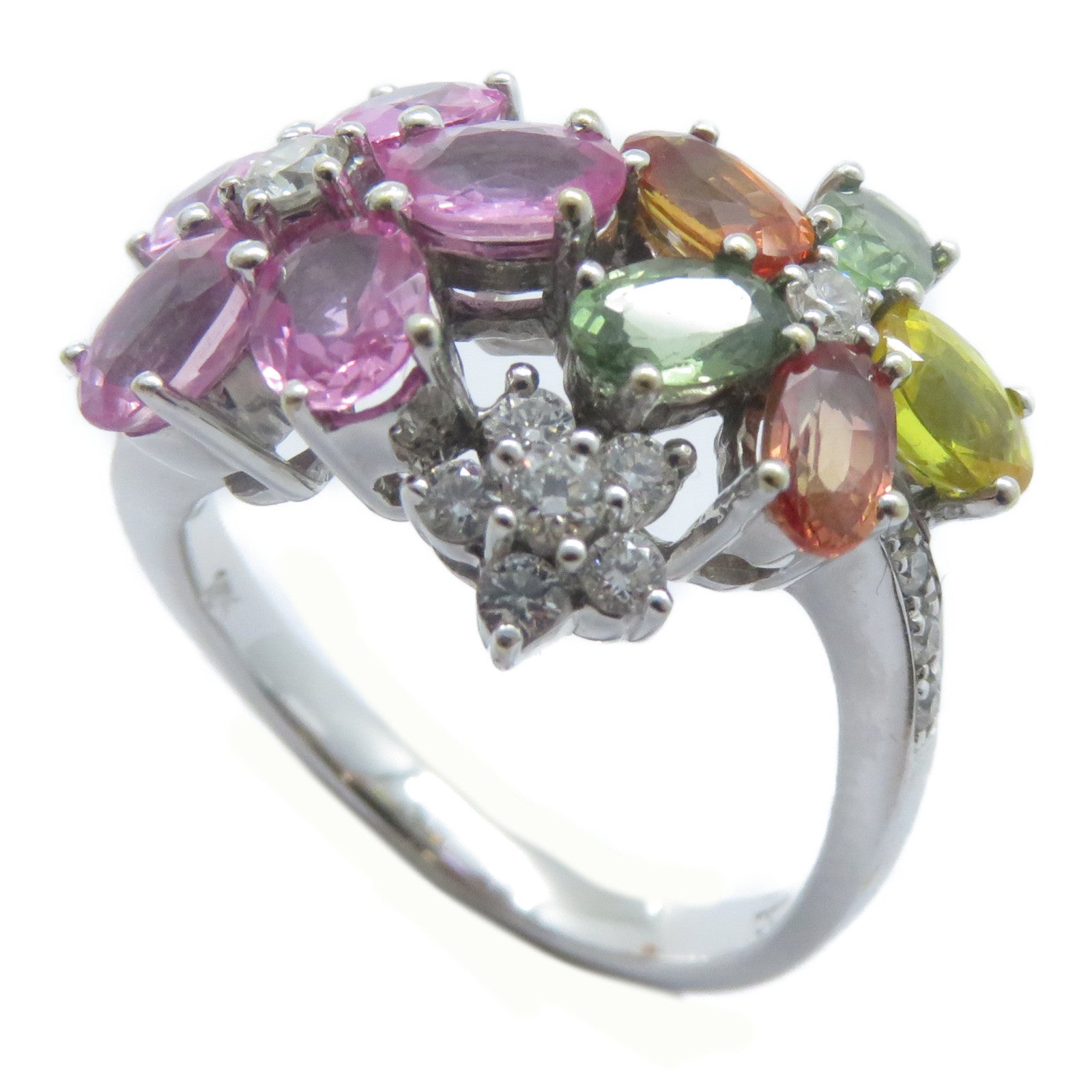JEWELRY 18K白金Sapphire Ring 5.9g寶石戒指銀色/多色US#6