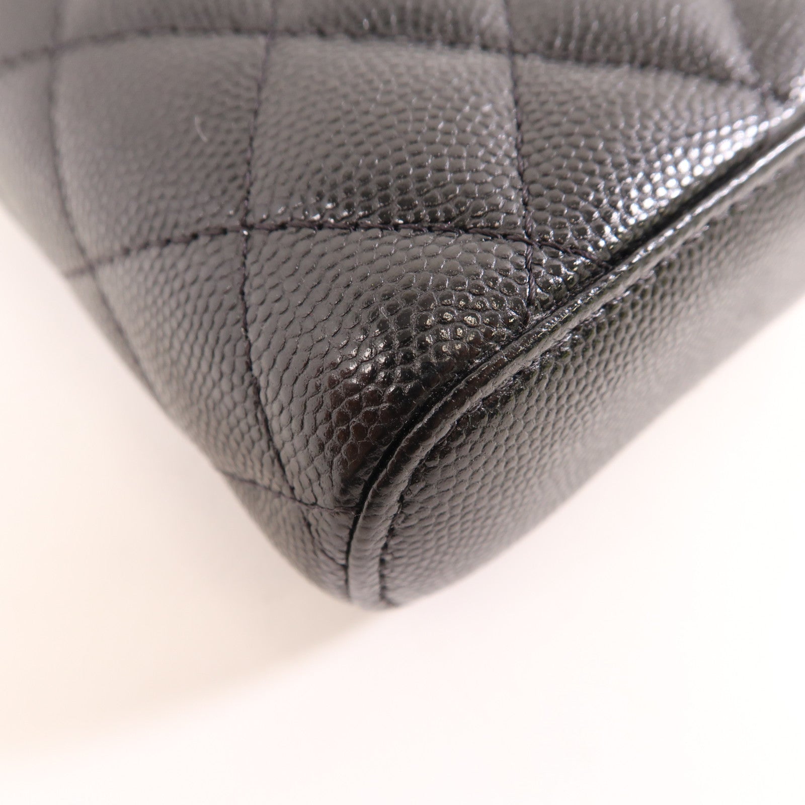 CHANEL 菱格牛皮皮革Chain Shoulder Bag金扣鏈帶肩背袋黑色