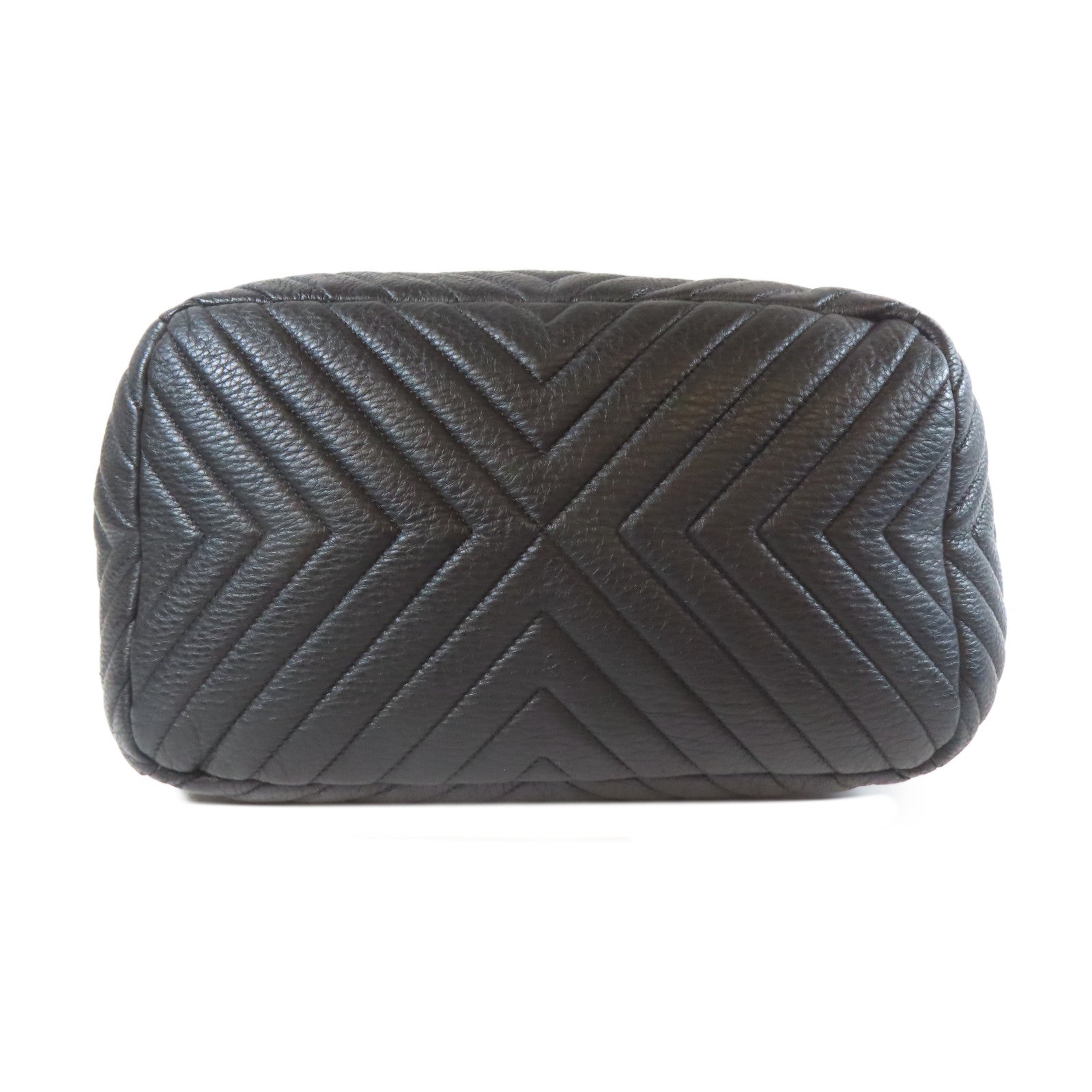 CHANEL 【激減優惠】斜紋牛皮皮革Chain Shoulder銀扣手挽肩背兩用袋黑色