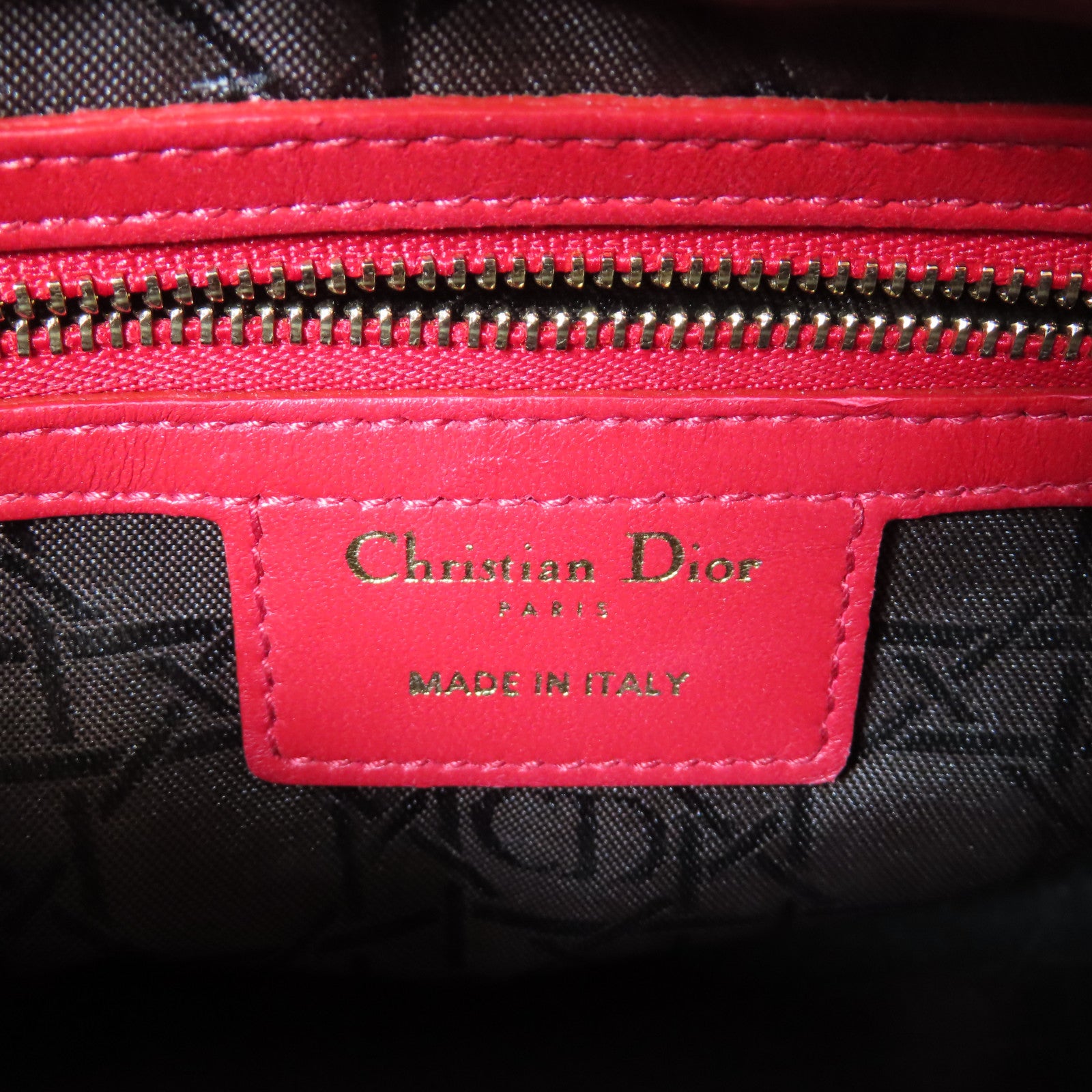 Dior **【激減優惠】牛皮皮革Lady Dior金扣手挽肩背兩用袋紅色