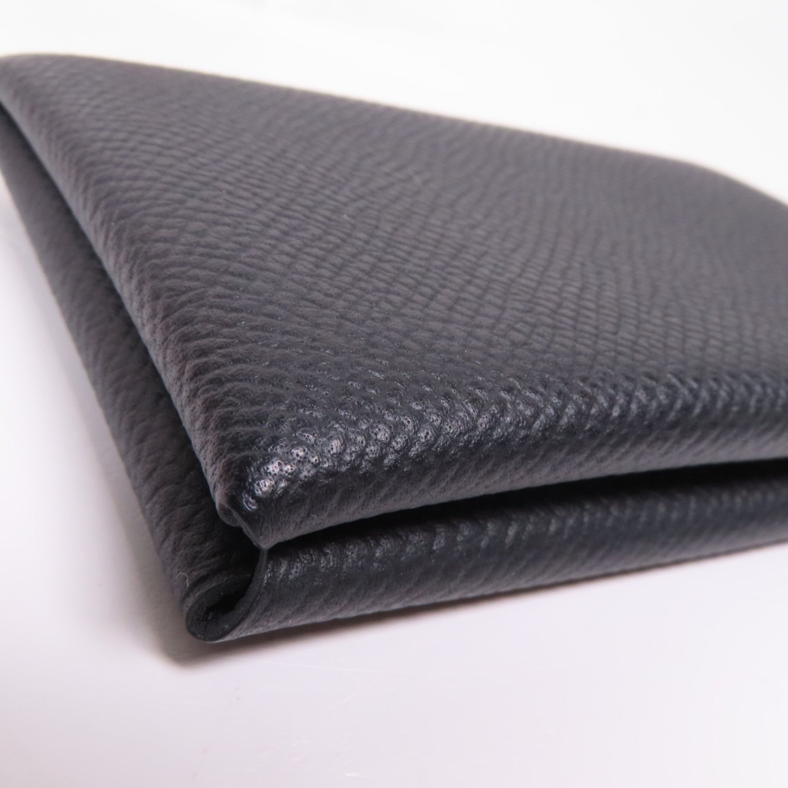 HERMES Epsom皮革Calvi銀扣零錢包Noir
