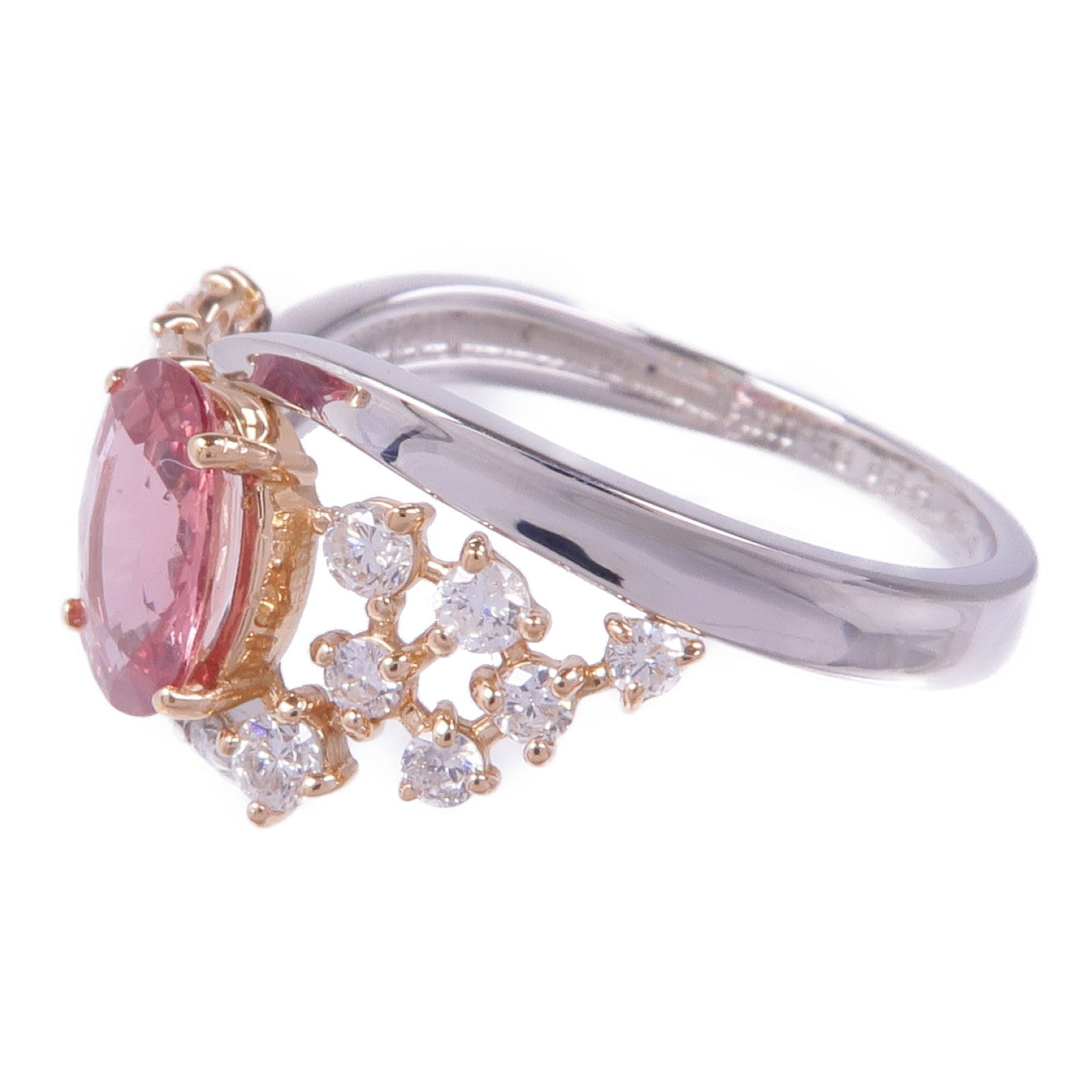 JEWELRY K18白金/PT950鉑金Padparadscha Diamond Ring帕帕拉恰/鑽石戒指US#5