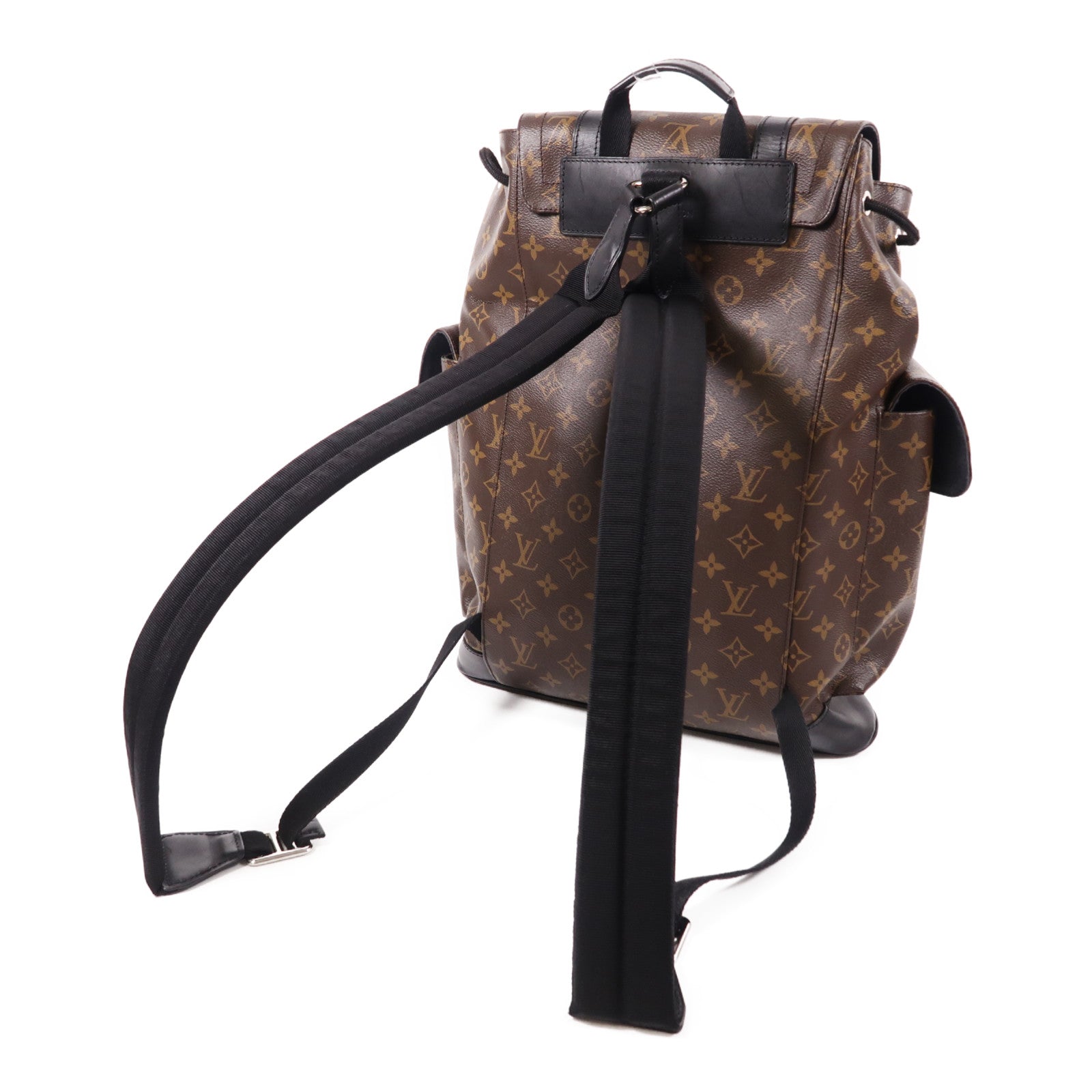LOUIS VUITTON Monogram Macassar Christopher MM銀扣背包
