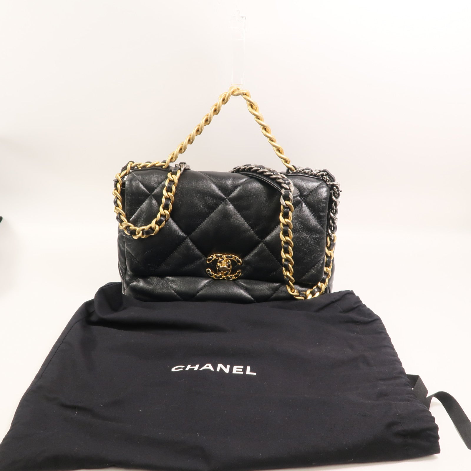 CHANEL 羊皮皮革Chanel 19 Medium鏈帶手挽肩背兩用袋