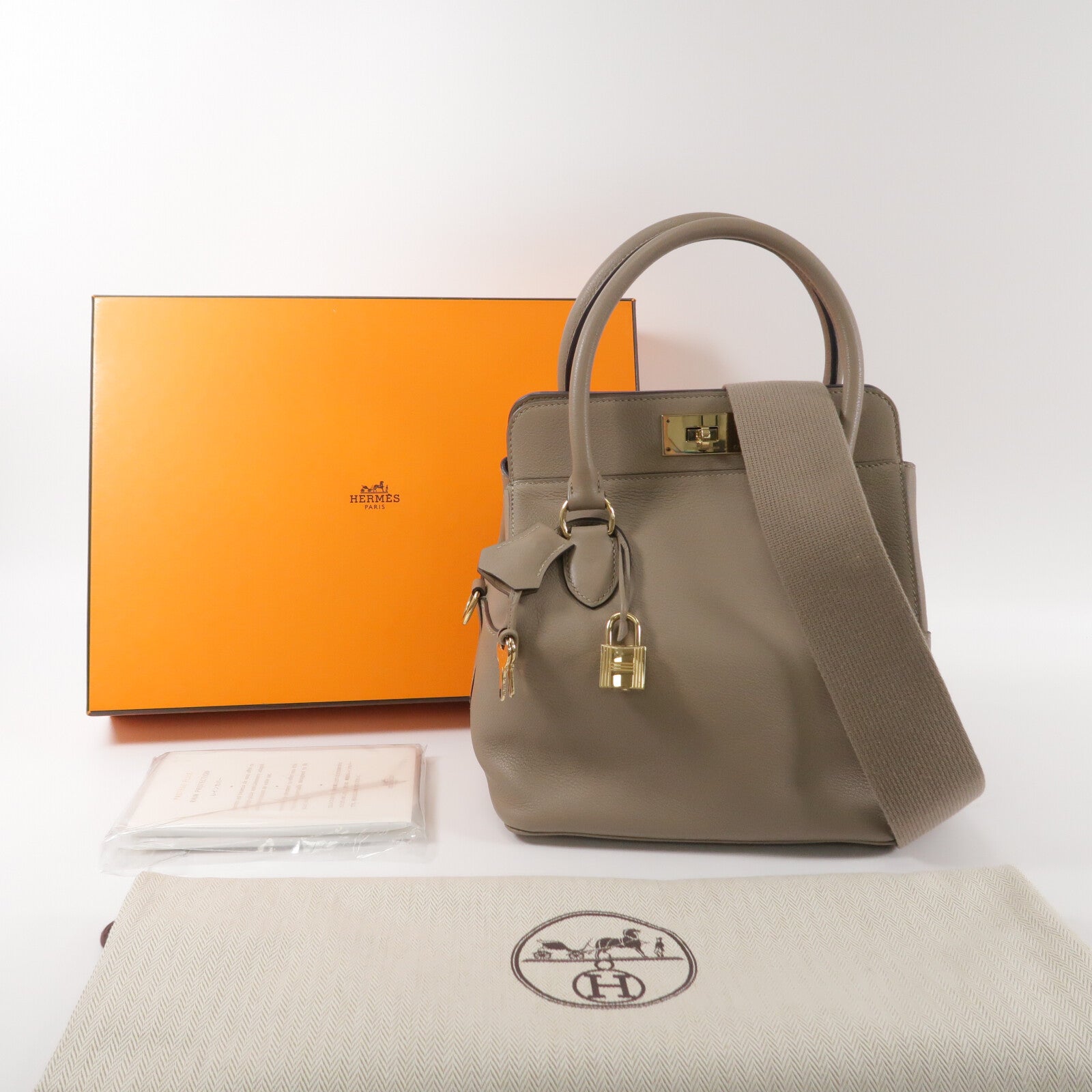 HERMES Evercolor皮革Tool Box 20手挽肩背兩用袋Gris Asphalte