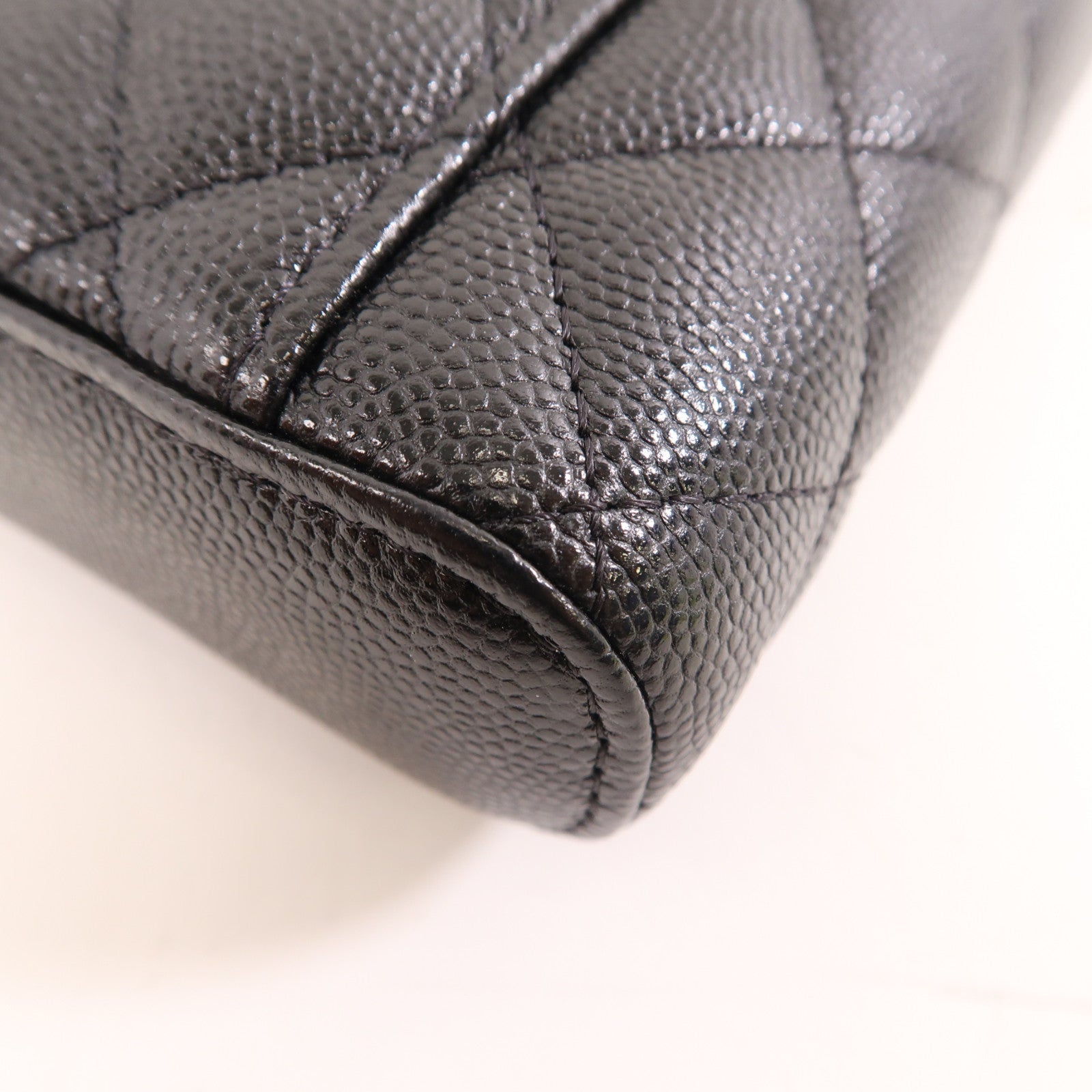 CHANEL 菱格牛皮皮革Chain Shoulder Bag金扣鏈帶肩背袋黑色