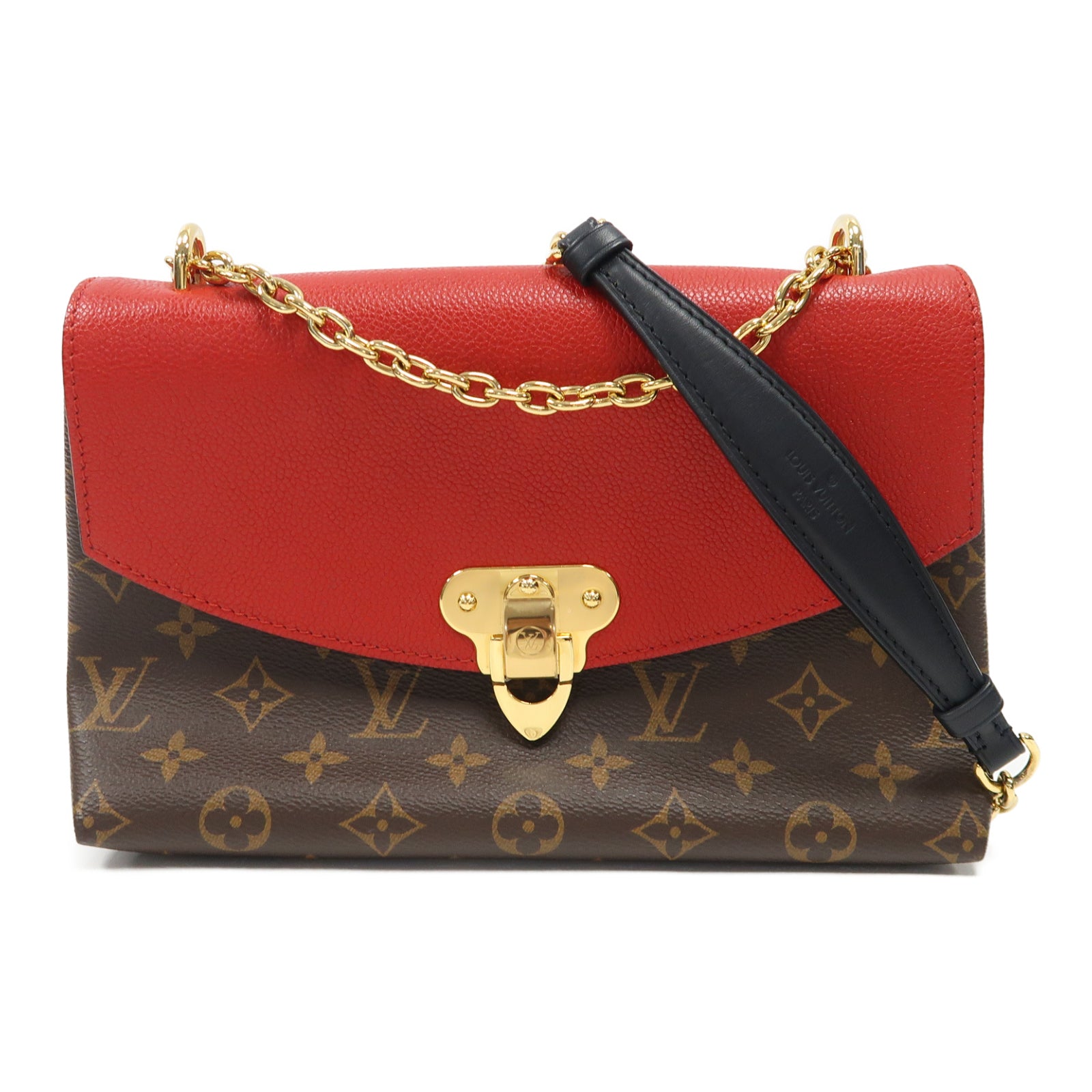 LOUIS VUITTON Monogram Saint Placide金扣鏈帶肩背袋啡色/紅色