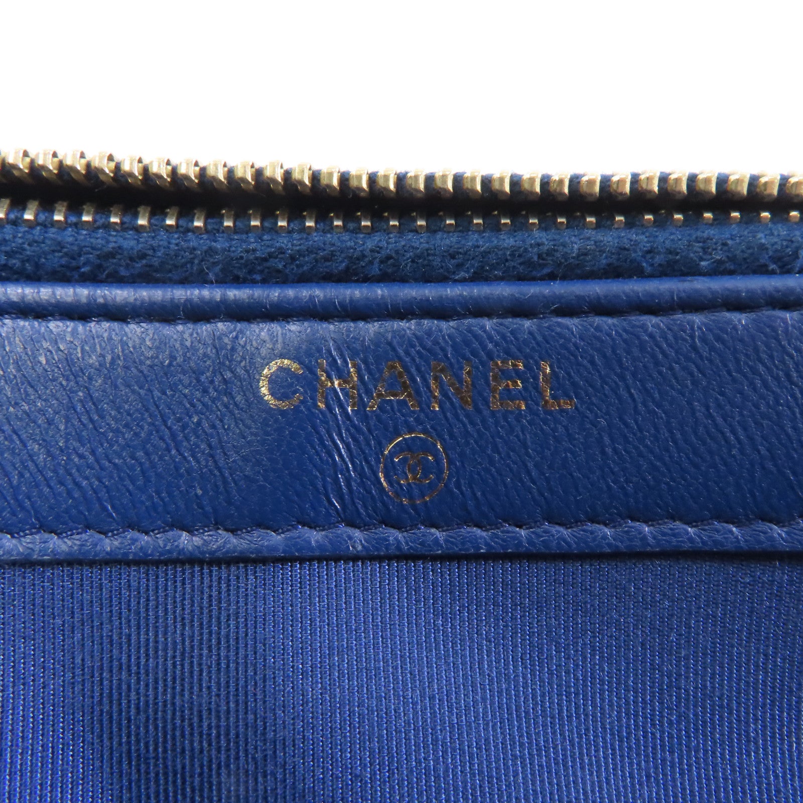 CHANEL 【激減優惠】菱格皮革Wallet On Chain金扣鏈帶肩背袋藍色