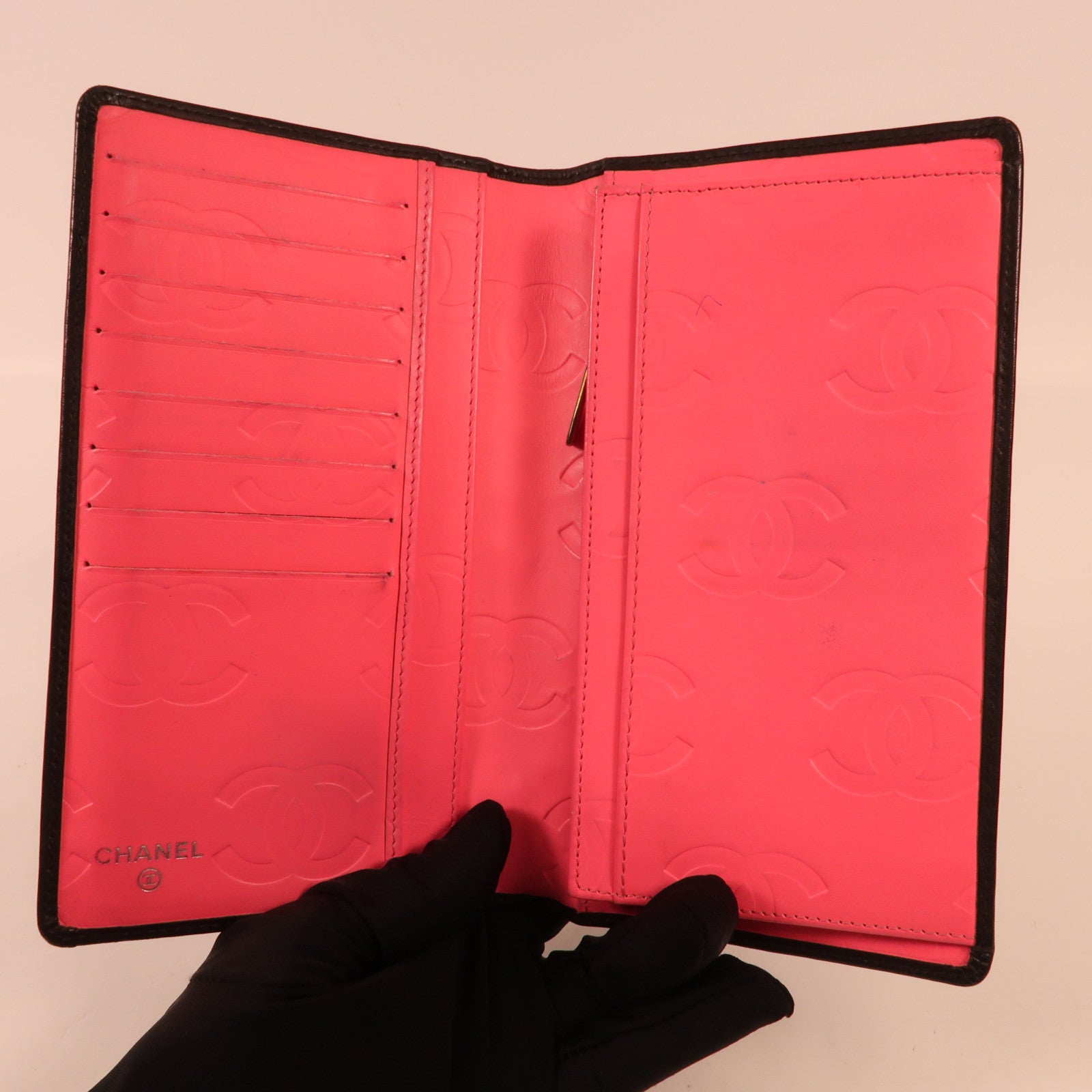 CHANEL 牛皮皮革Cambon Wallet銀扣長錢包