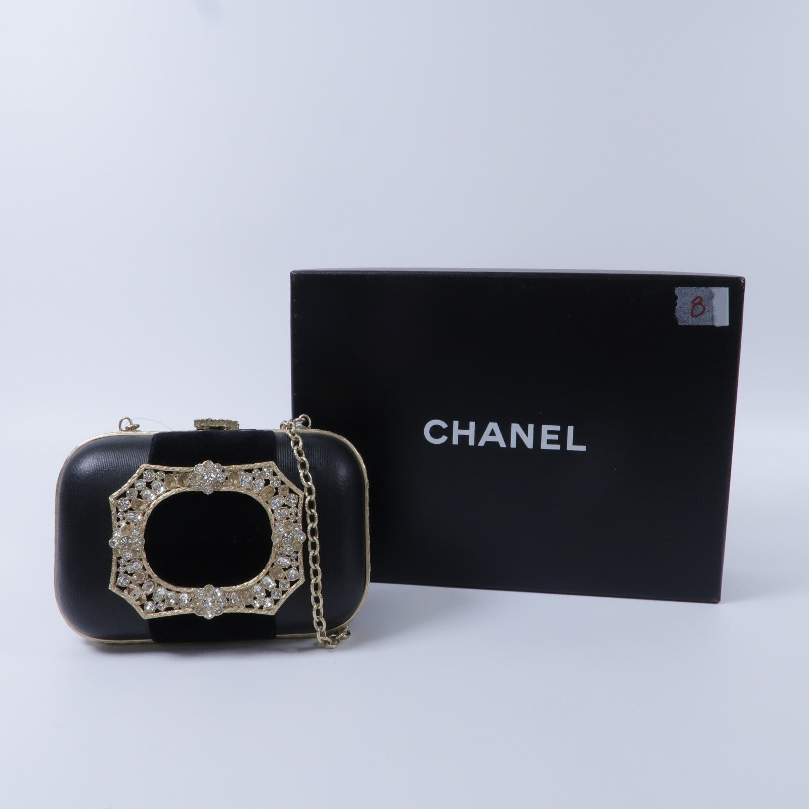 CHANEL 羊皮皮革/天鵝絨Chain Shoulder鏈帶肩背袋
