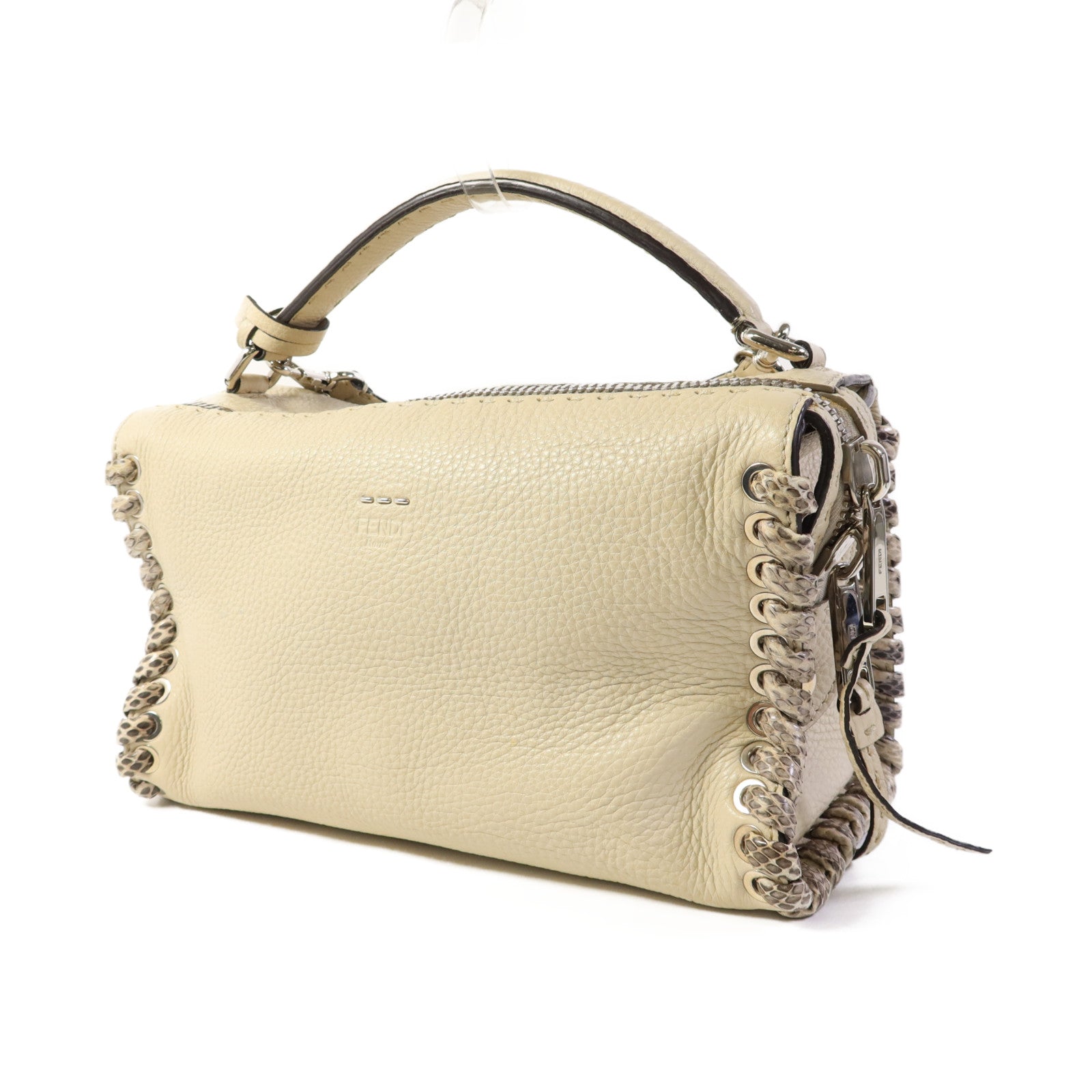 FENDI 牛皮/蛇皮皮革2 Way Shoulder Bag銀扣手挽肩背兩用袋