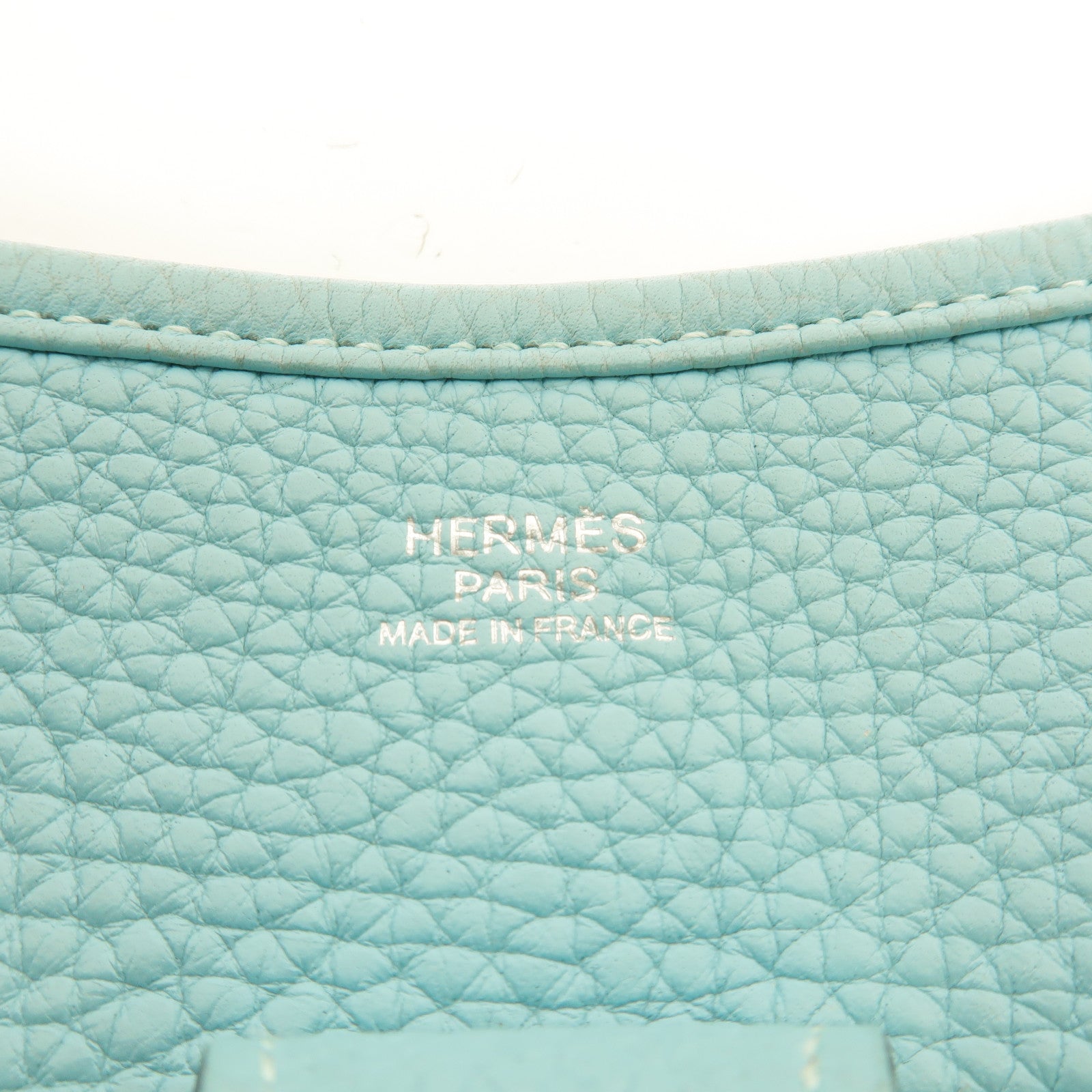 HERMES Clemence皮革Evelyne PM 肩背袋Bleu Atoll