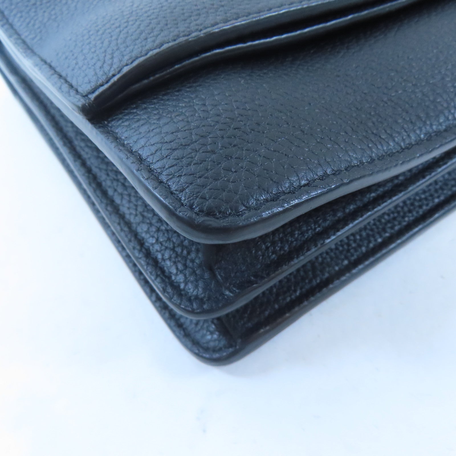 SAINT LAURENT 牛皮皮革Sunset銀扣肩背袋黑色
