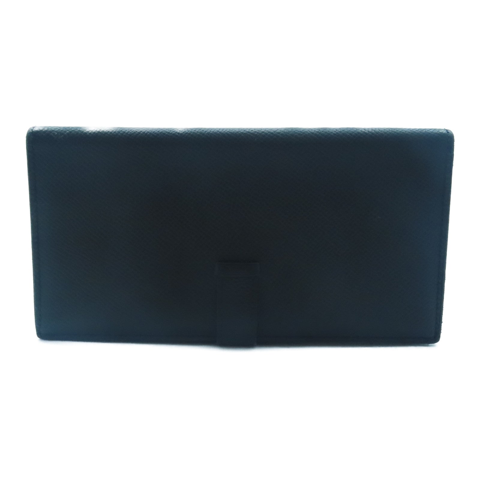 HERMES Epsom皮革Bearn W Snap銀扣長錢包Noir/黑色