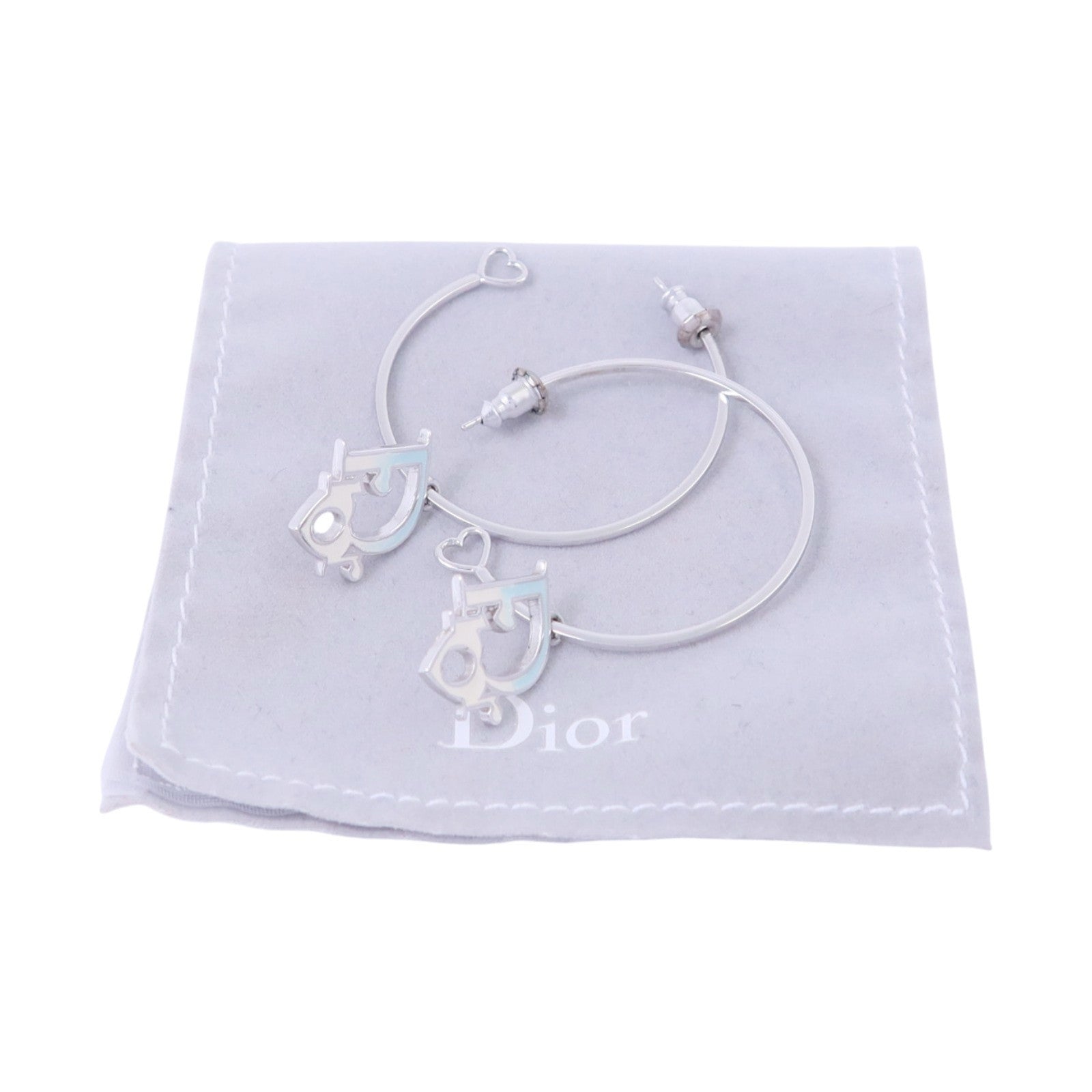 Dior 金屬Hoop Earrings銀扣耳環