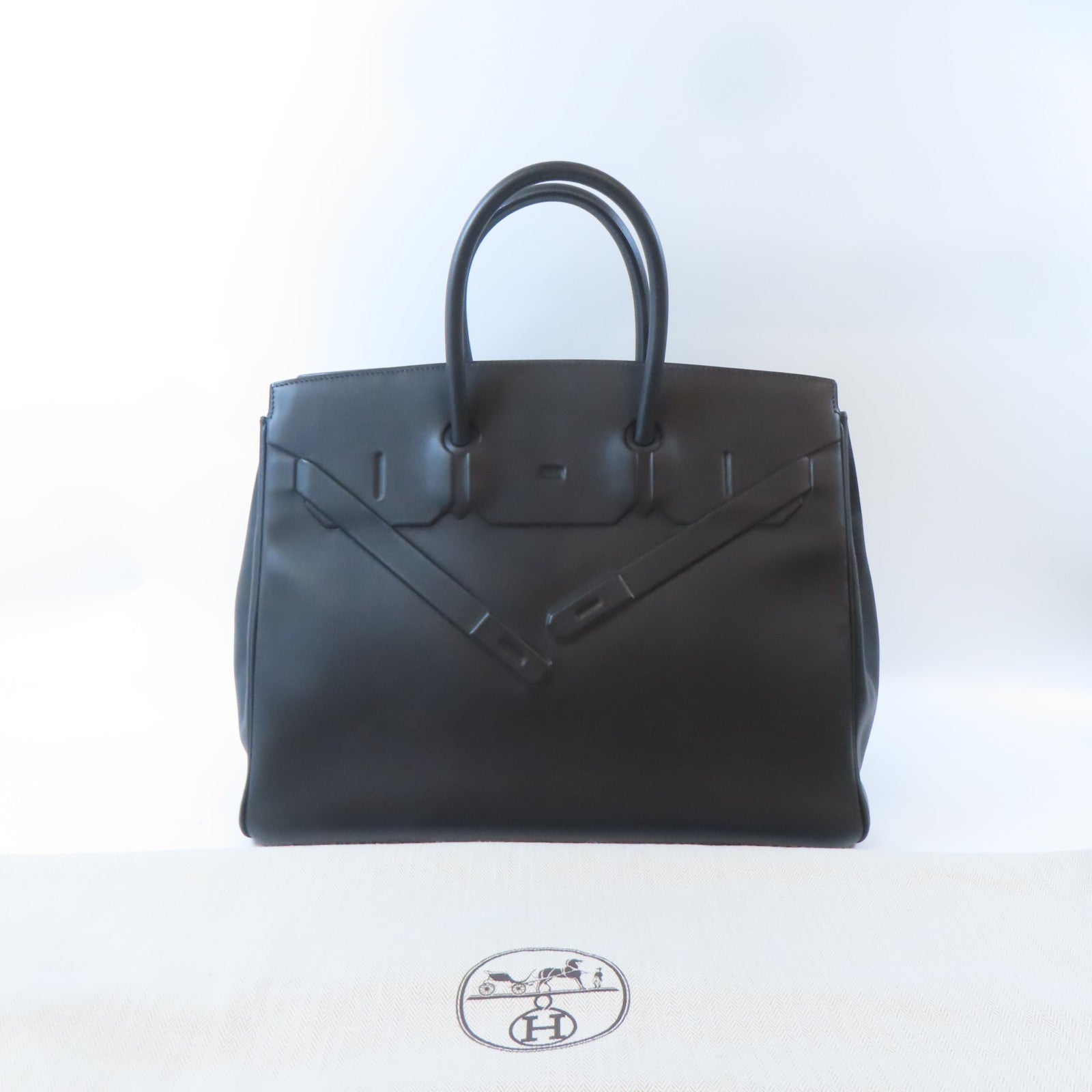 HERMES 【激減優惠】Swift皮革Birkin 35銀扣手挽袋黑色