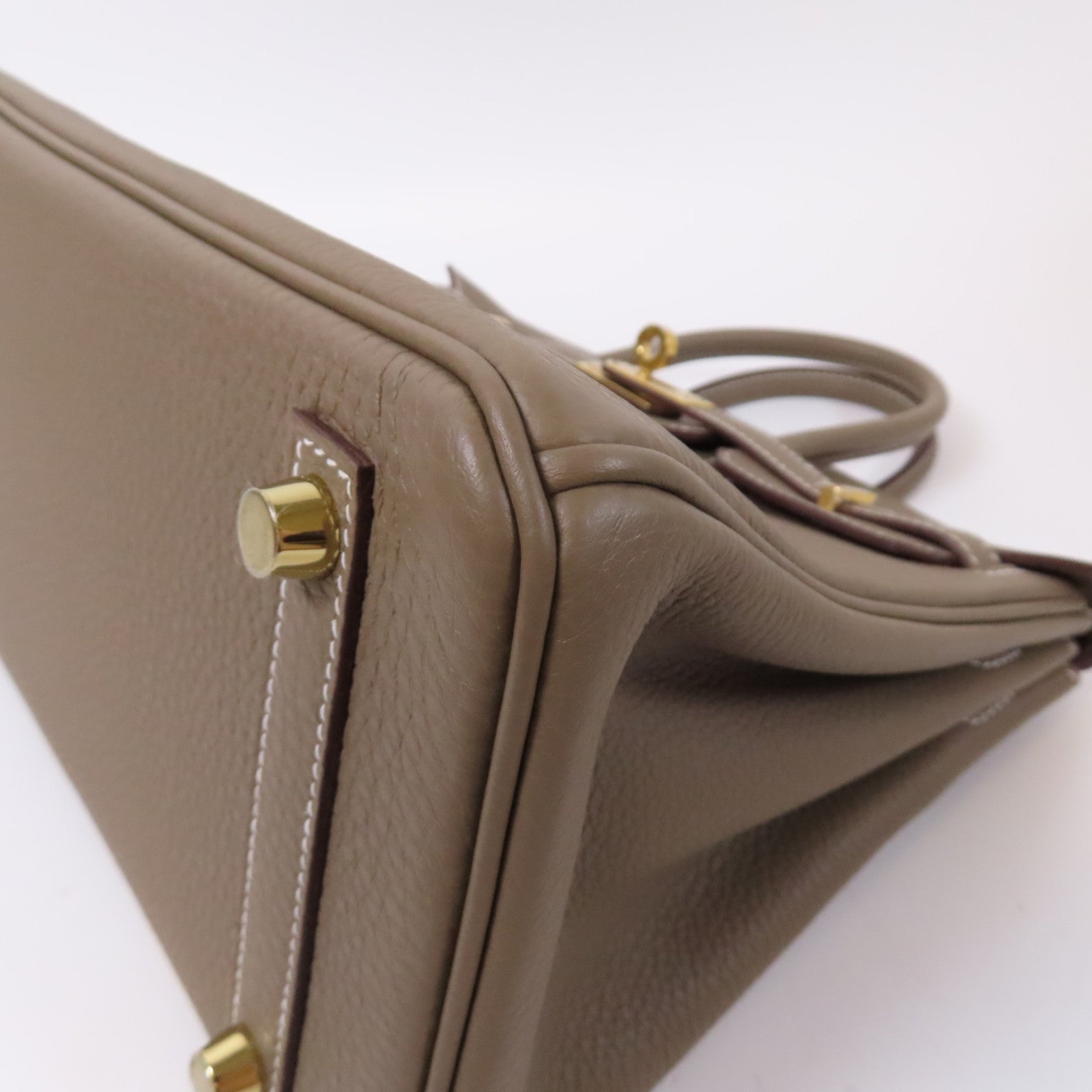 HERMES Togo皮革Birkin 25金扣手挽袋灰色