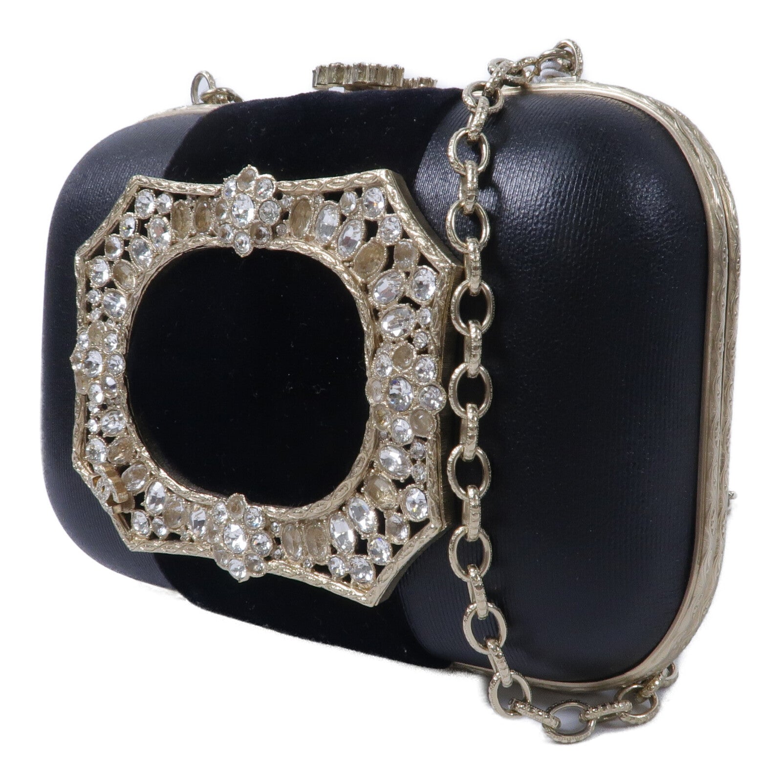 CHANEL 羊皮皮革/天鵝絨Chain Shoulder鏈帶肩背袋