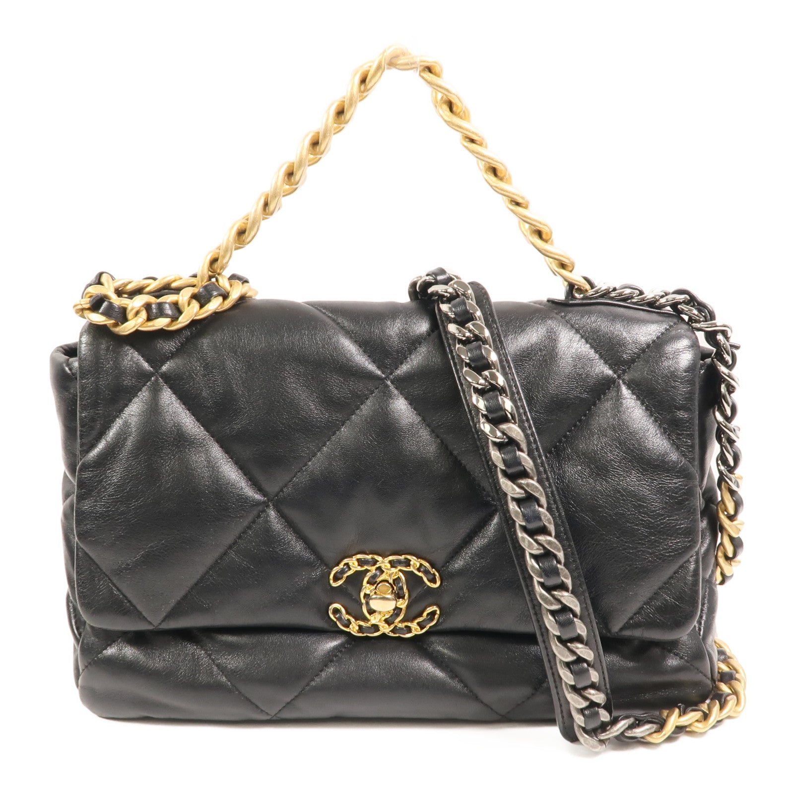 CHANEL 羊皮皮革Chanel 19 Medium鏈帶手挽肩背兩用袋