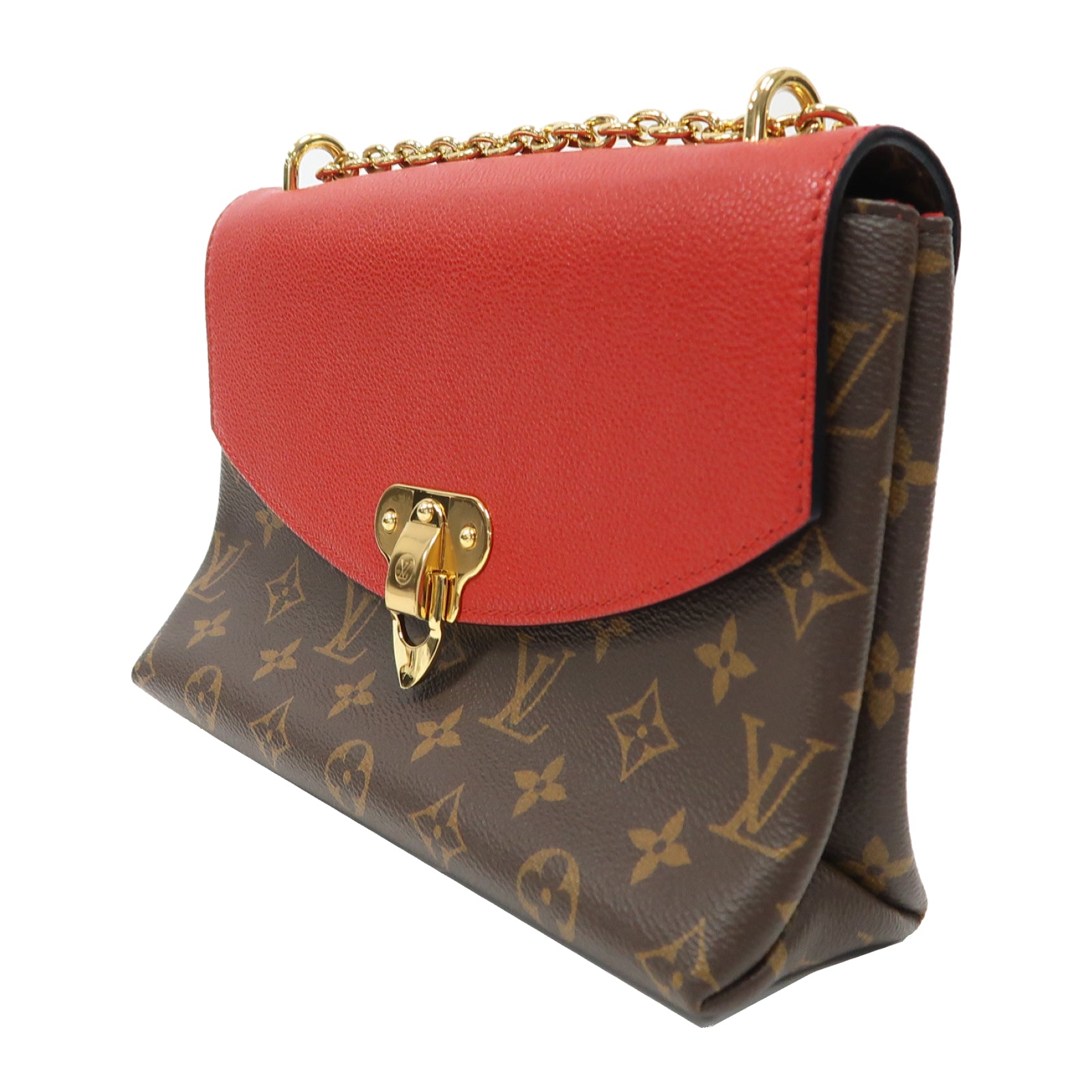 LOUIS VUITTON Monogram Saint Placide金扣鏈帶肩背袋啡色/紅色