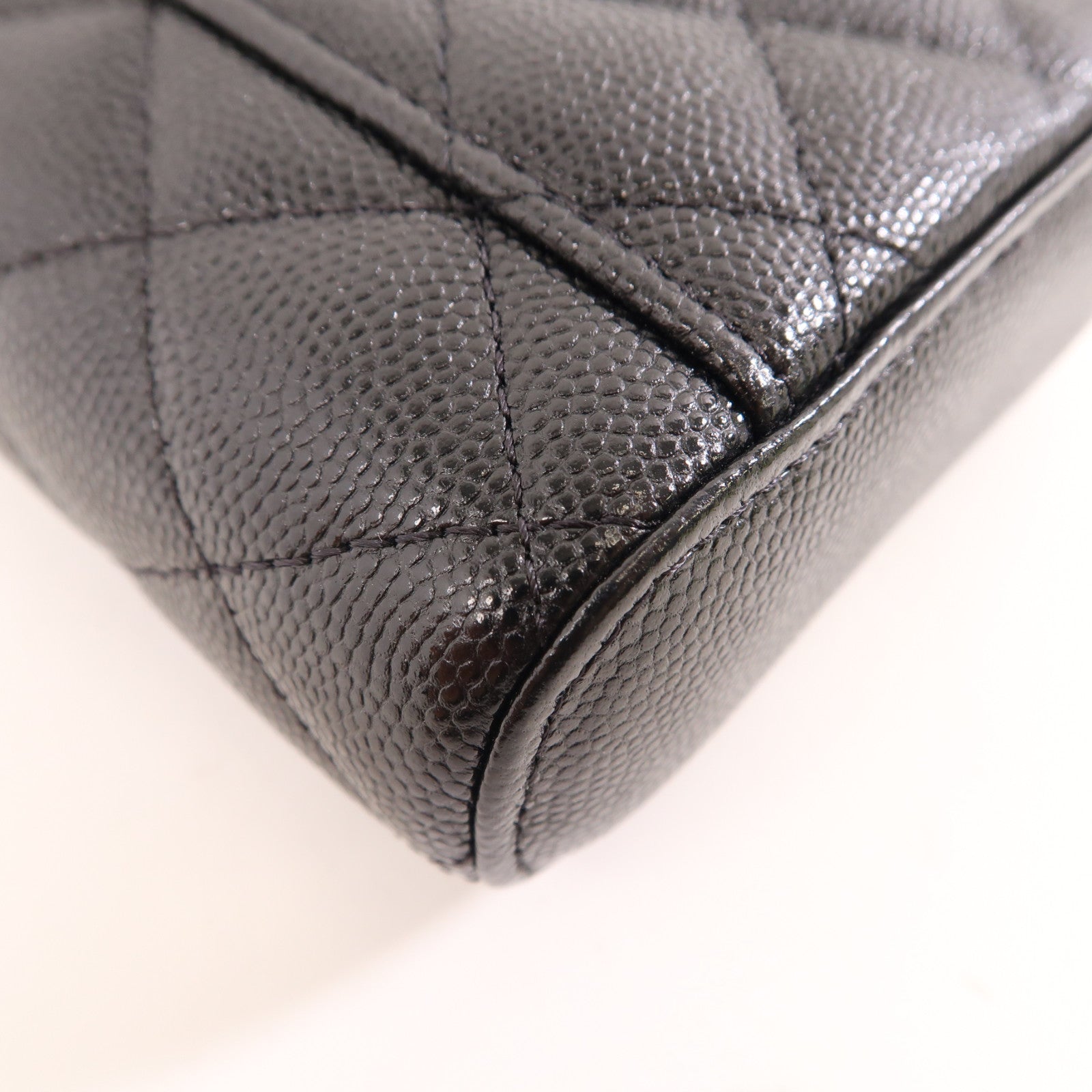 CHANEL 菱格牛皮皮革Chain Shoulder Bag金扣鏈帶肩背袋黑色