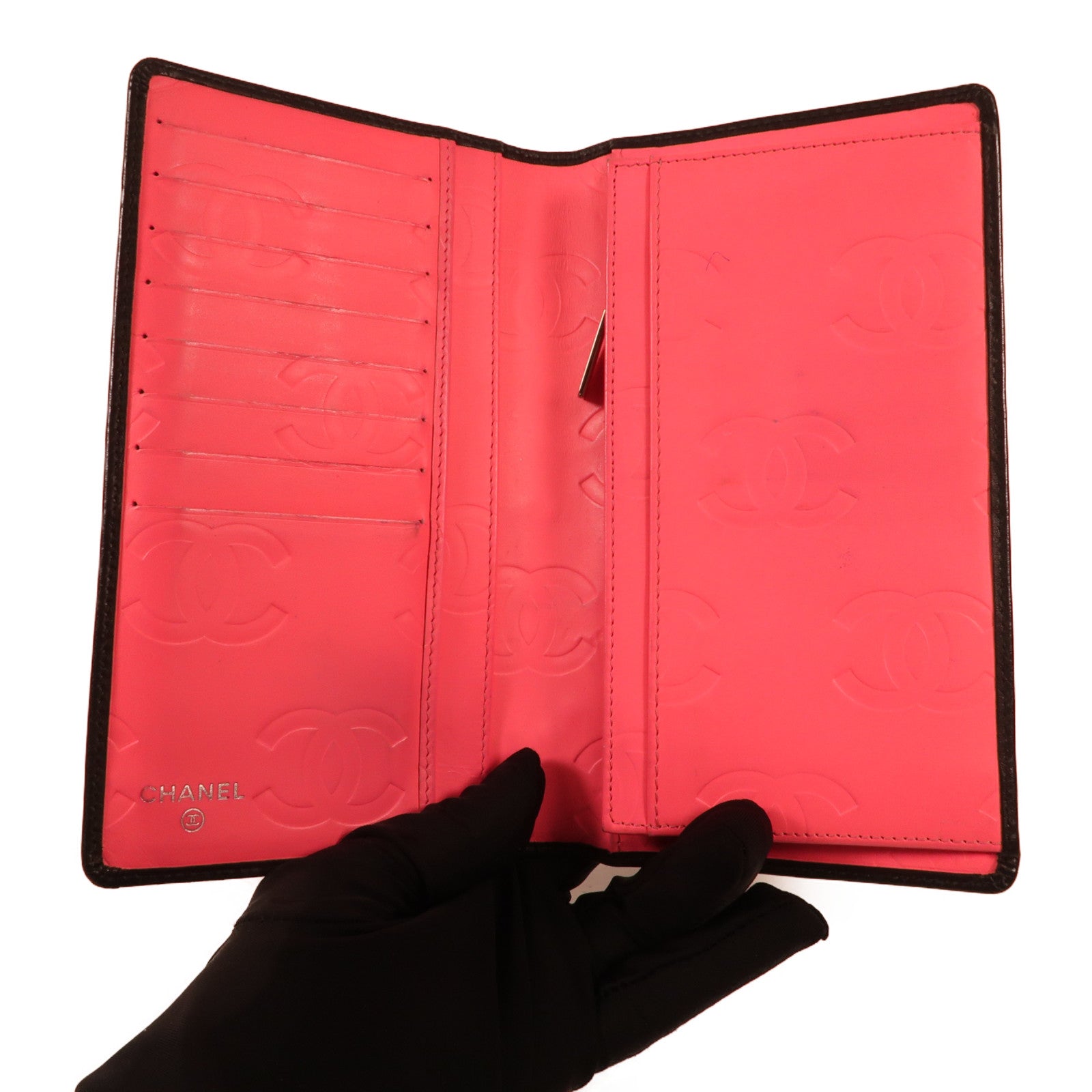 CHANEL 牛皮皮革Cambon Wallet銀扣長錢包