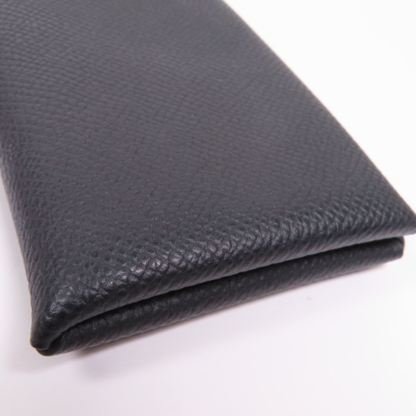 HERMES Epsom皮革Calvi銀扣零錢包Noir