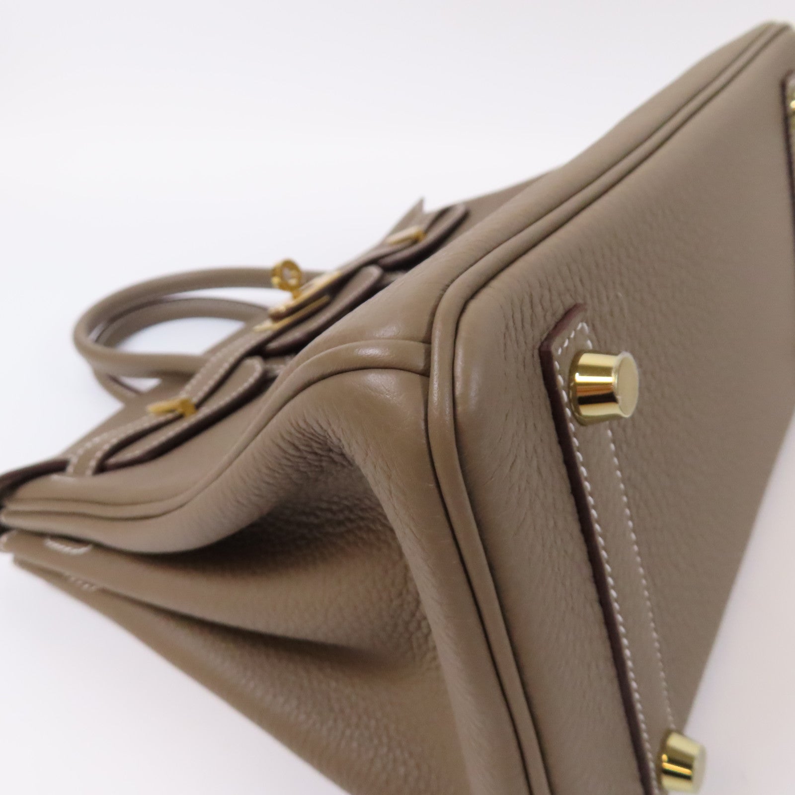 HERMES Togo皮革Birkin 25金扣手挽袋灰色