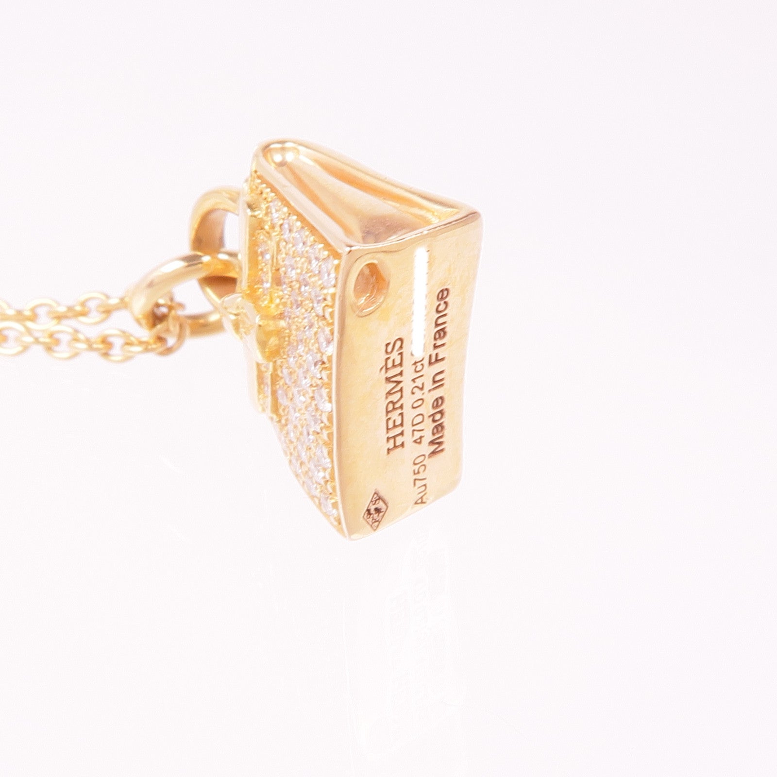 HERMES Amulettes Kelly pendant Diamond Necklace 18K Pink Gold