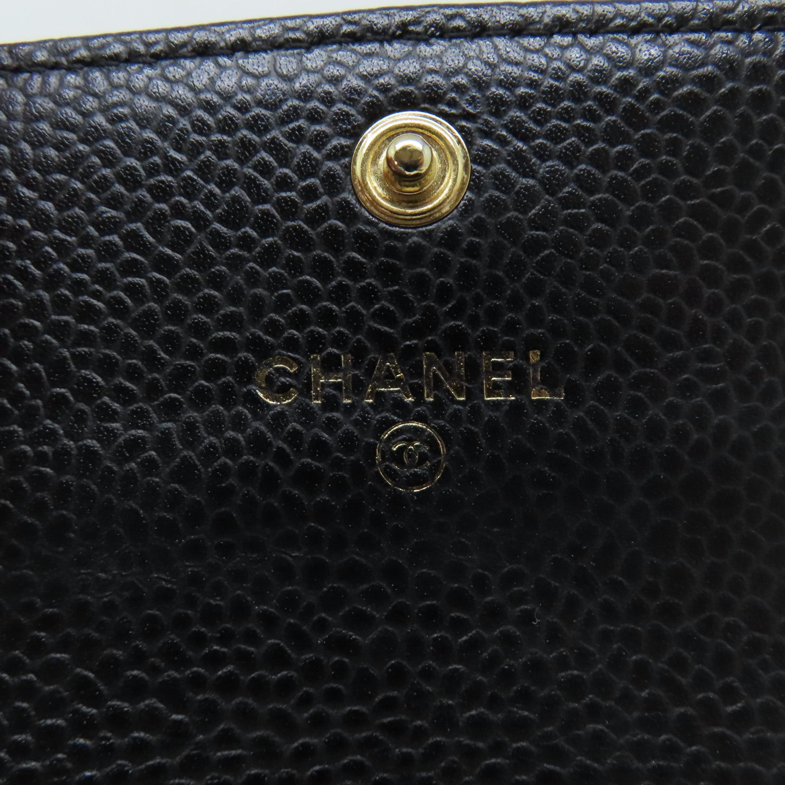 CHANEL 菱格Caviar皮革Card Case金扣卡片套黑色