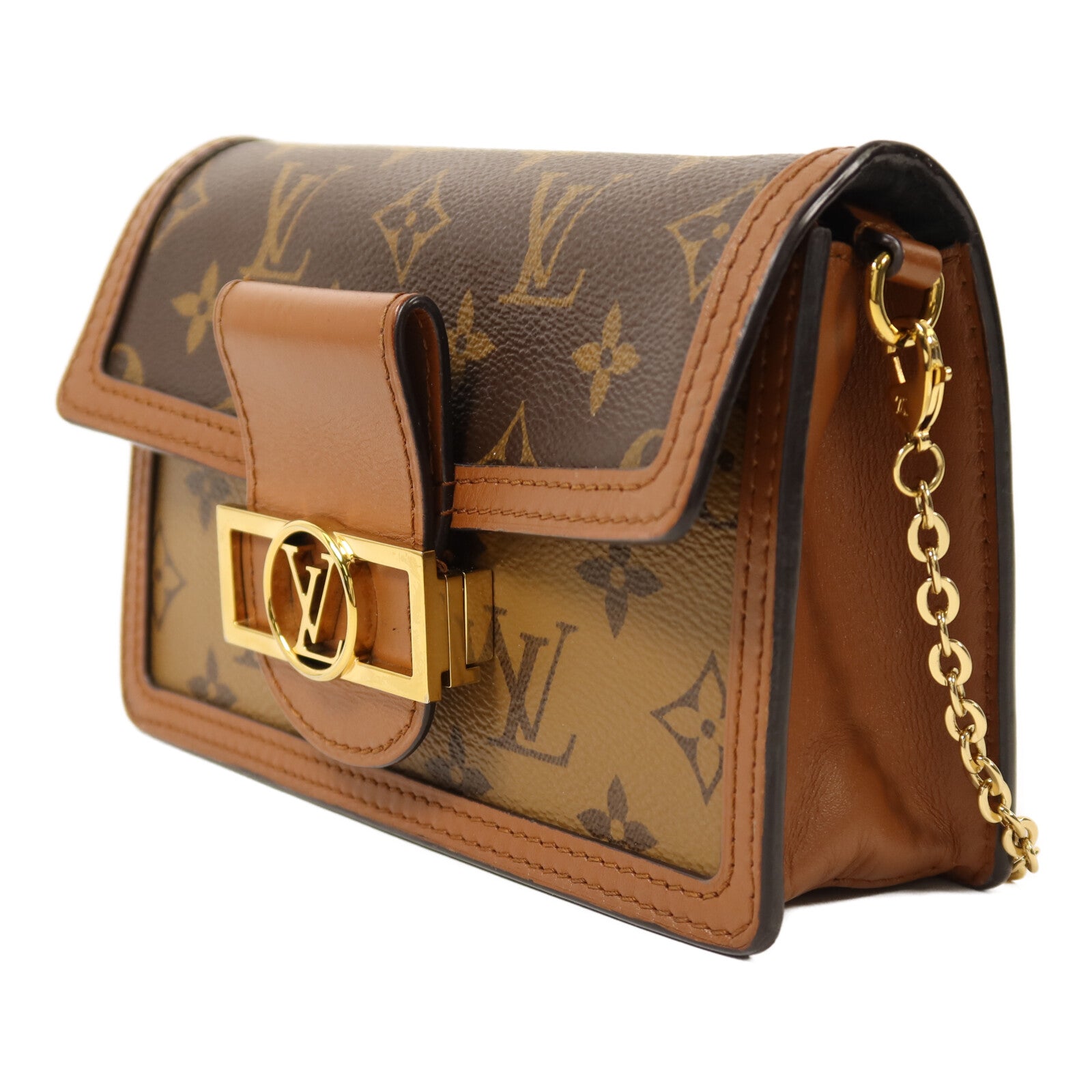 LOUIS VUITTON 【激減優惠】Monogram Reverse Dauphine金扣鏈帶肩背袋