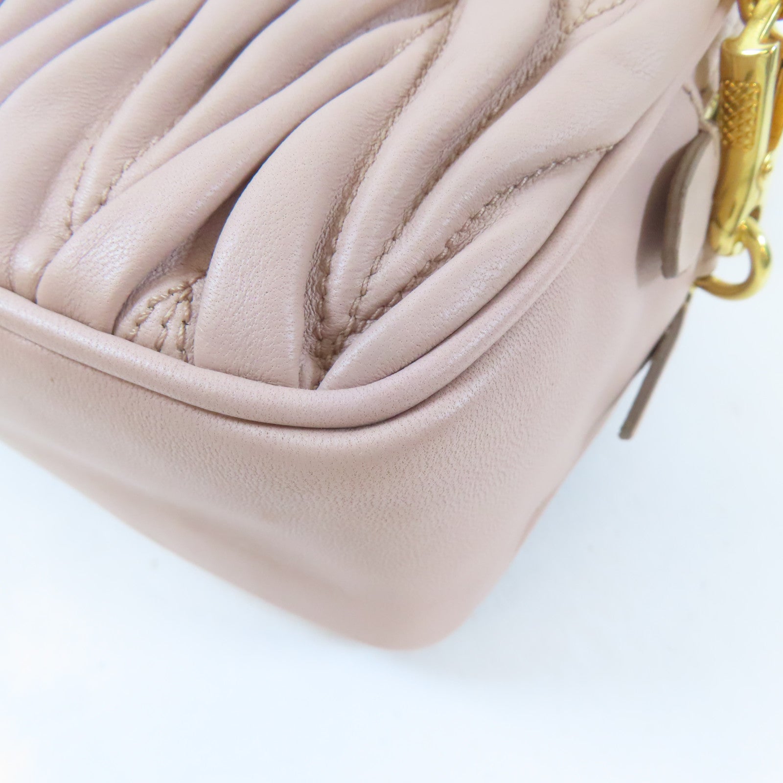 Miu Miu 羊皮皮革Shoulder Bag金扣肩背袋淺褐色