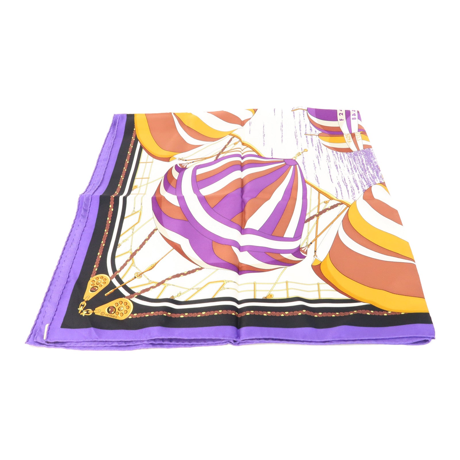 HERMES 絲質Scarf 90x90絲巾紫色/黑色