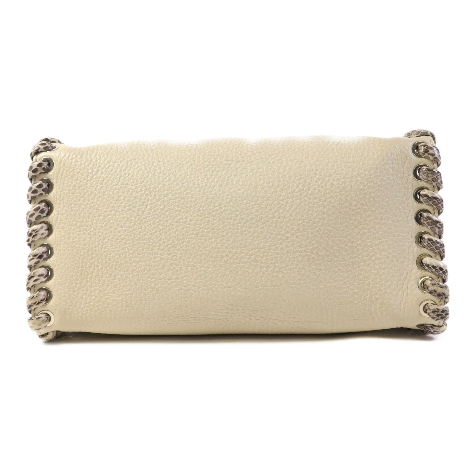 FENDI 牛皮/蛇皮皮革2 Way Shoulder Bag銀扣手挽肩背兩用袋