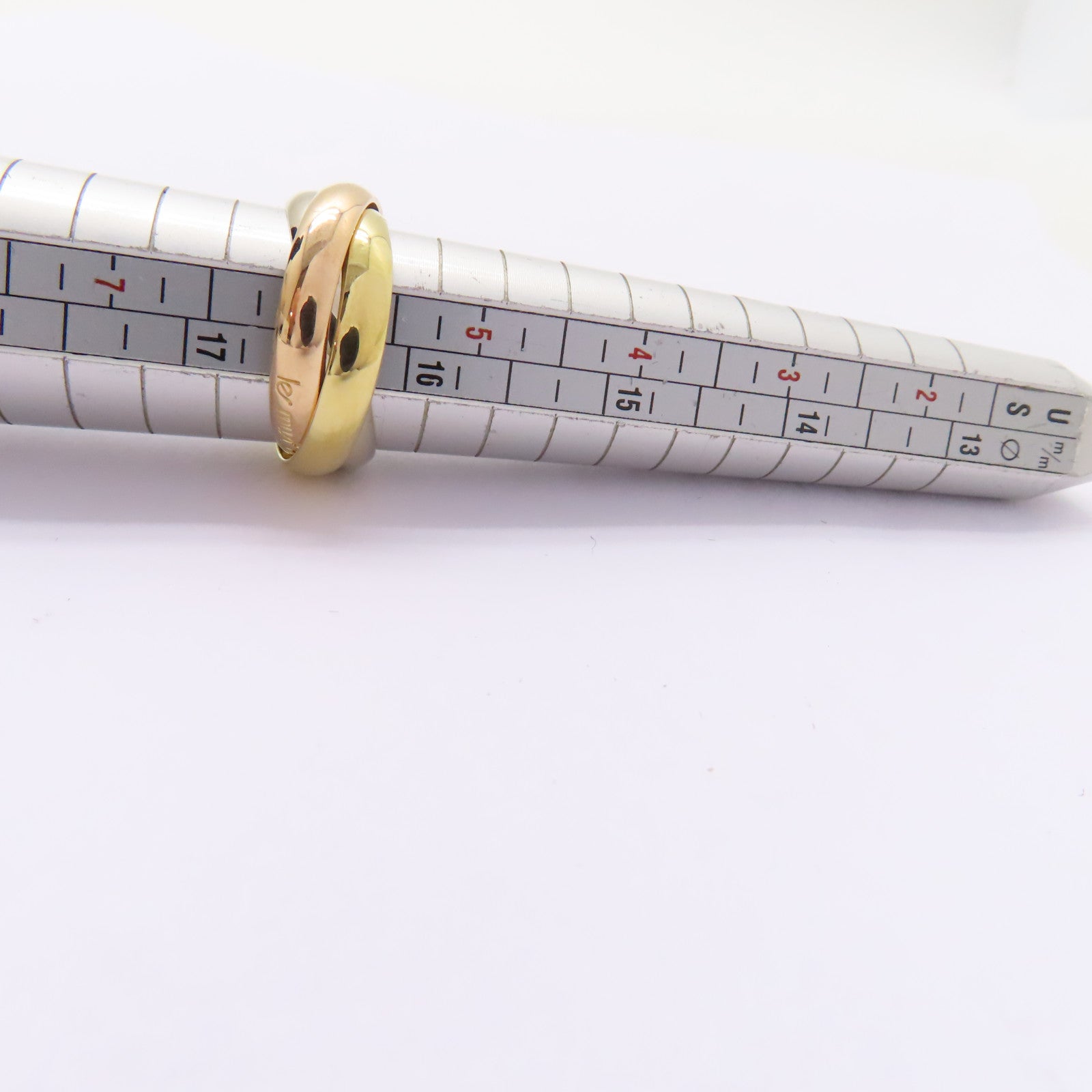 CARTIER 18K黃金/白金/玫瑰金Trinity Ring戒指US#5.75/Cartier#51