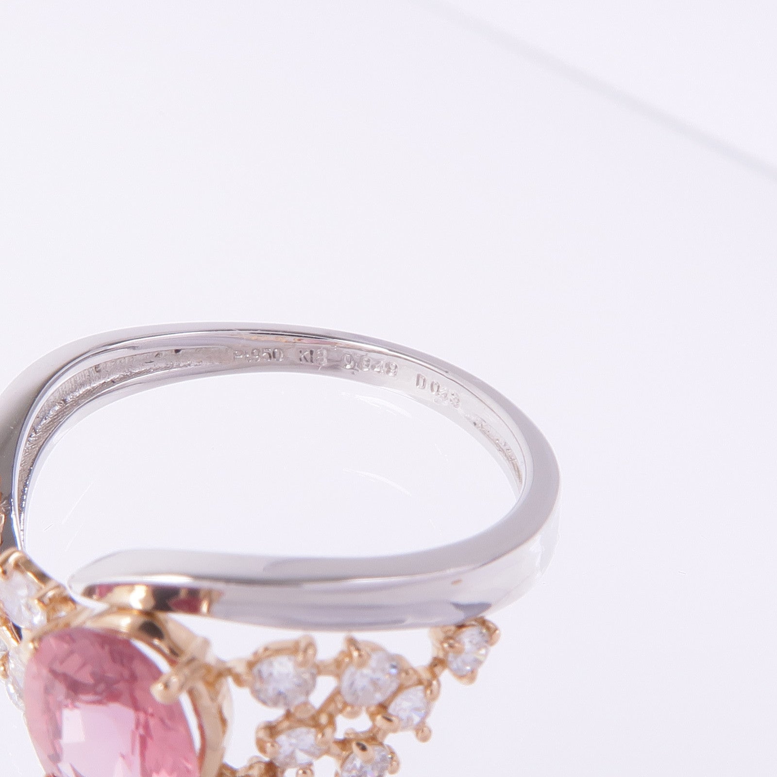 JEWELRY K18白金/PT950鉑金Padparadscha Diamond Ring帕帕拉恰/鑽石戒指US#5