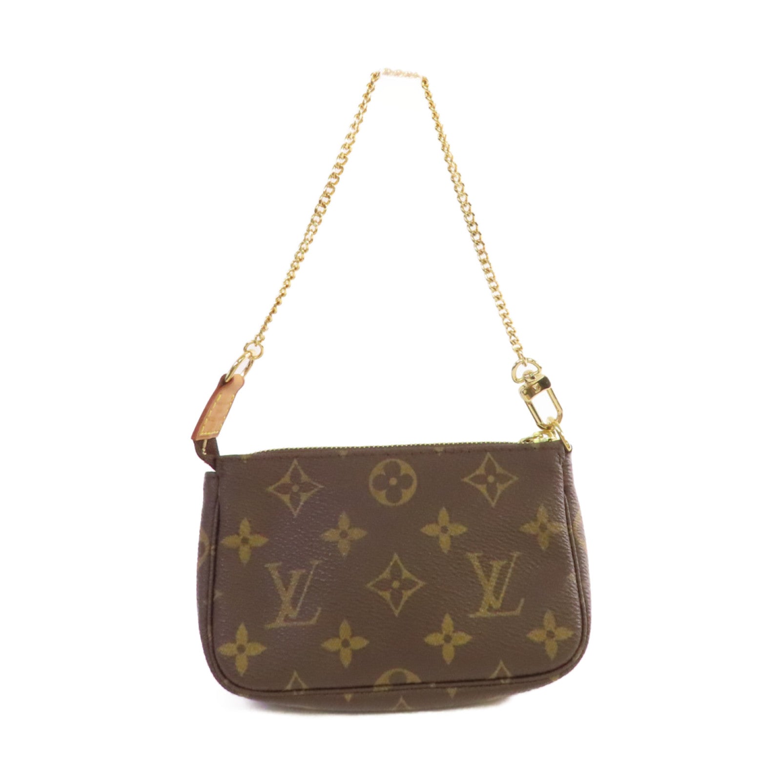 LOUIS VUITTON Monogram Mini Pochette Accessoires金扣鏈帶手拿包啡色
