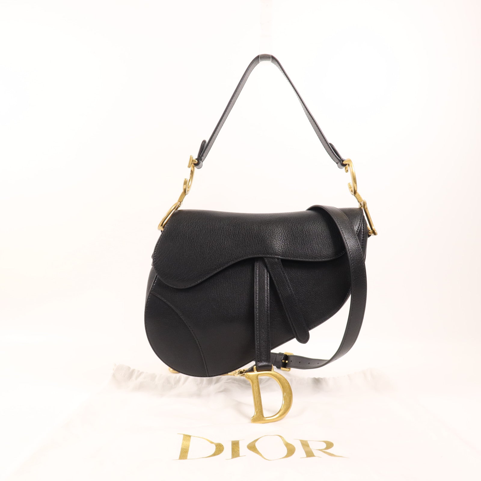 Dior 牛皮皮革Saddle Bag金扣手挽肩背兩用袋